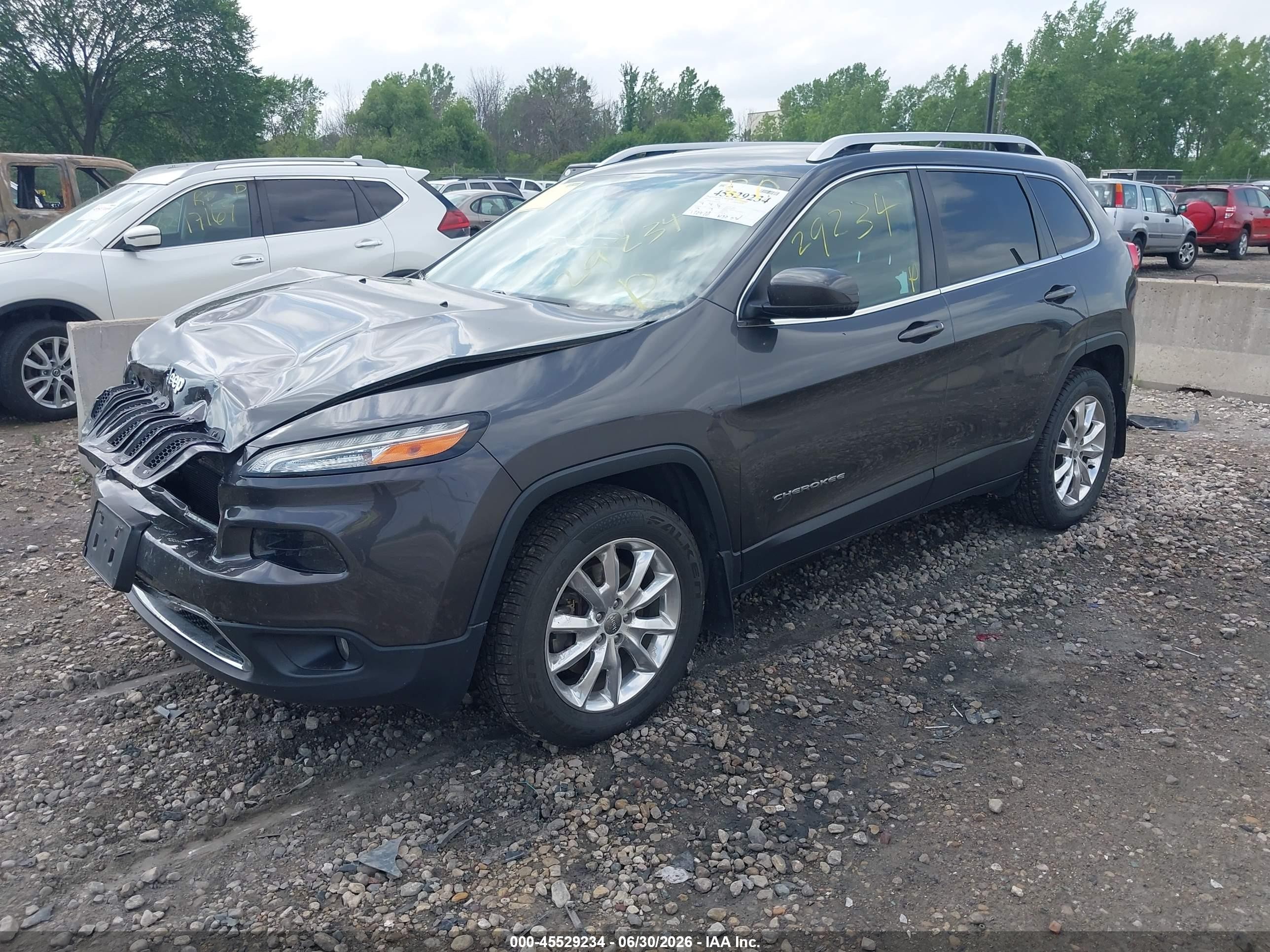 2015 Jeep Cherokee Limited Серый vin: 1C4PJMDS9FW752428