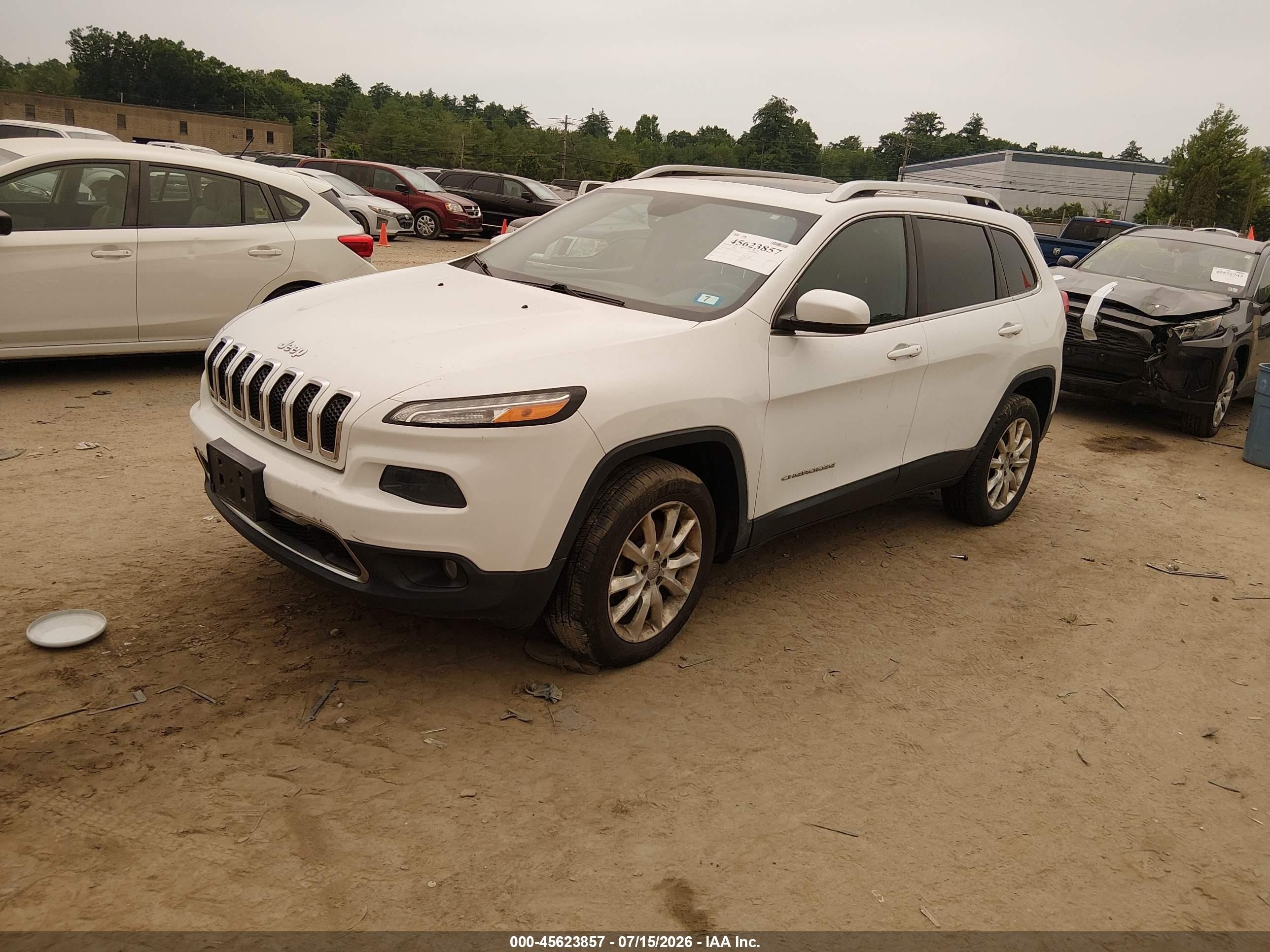 2014 Jeep Cherokee Limited White vin: 1C4PJMDSXEW236495
