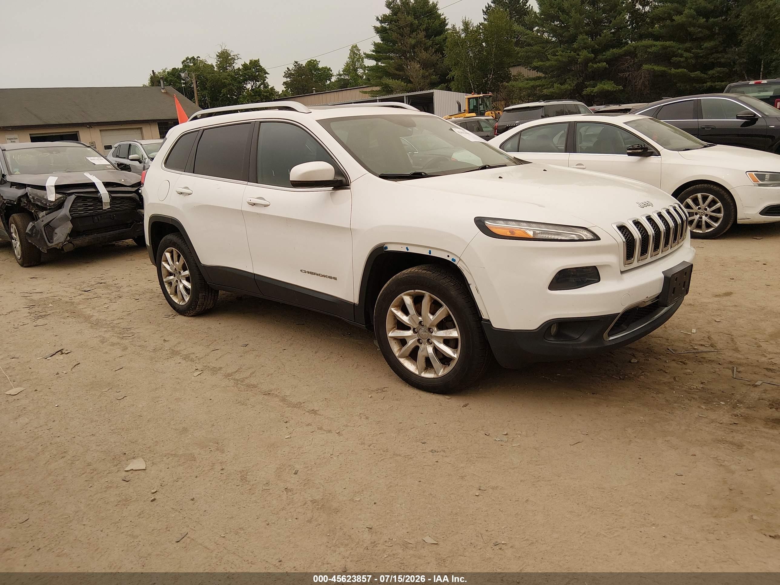 2014 Jeep Cherokee Limited White vin: 1C4PJMDSXEW236495