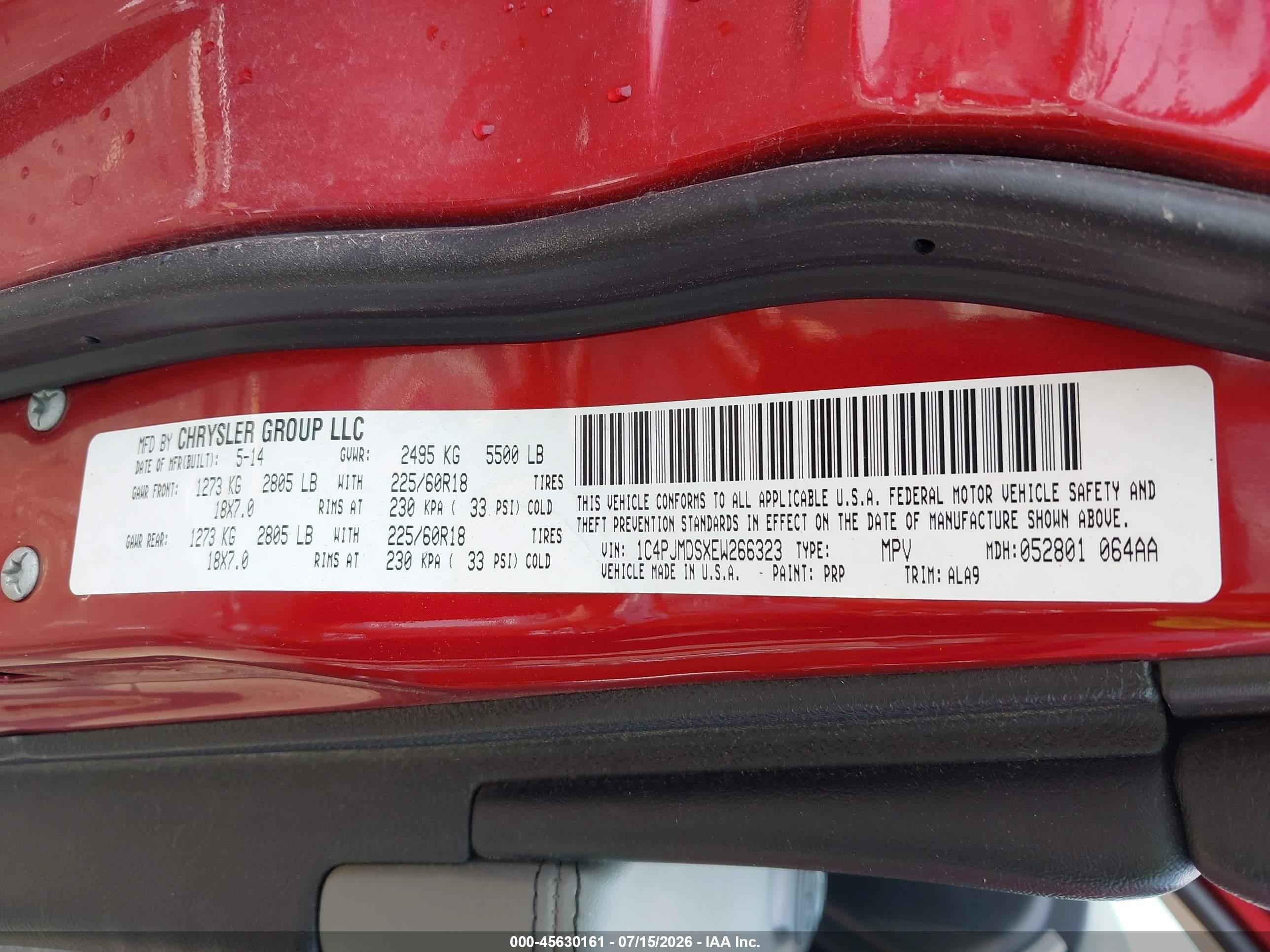 2014 Jeep Cherokee Limited Красный vin: 1C4PJMDSXEW266323
