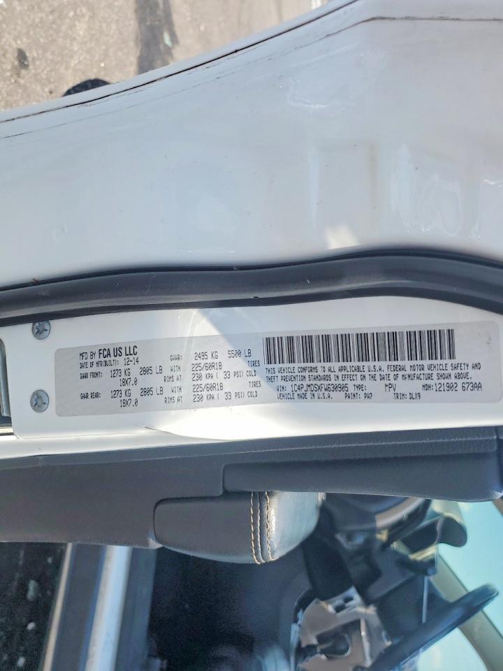 2015 Jeep Cherokee Limited White vin: 1C4PJMDSXFW630905