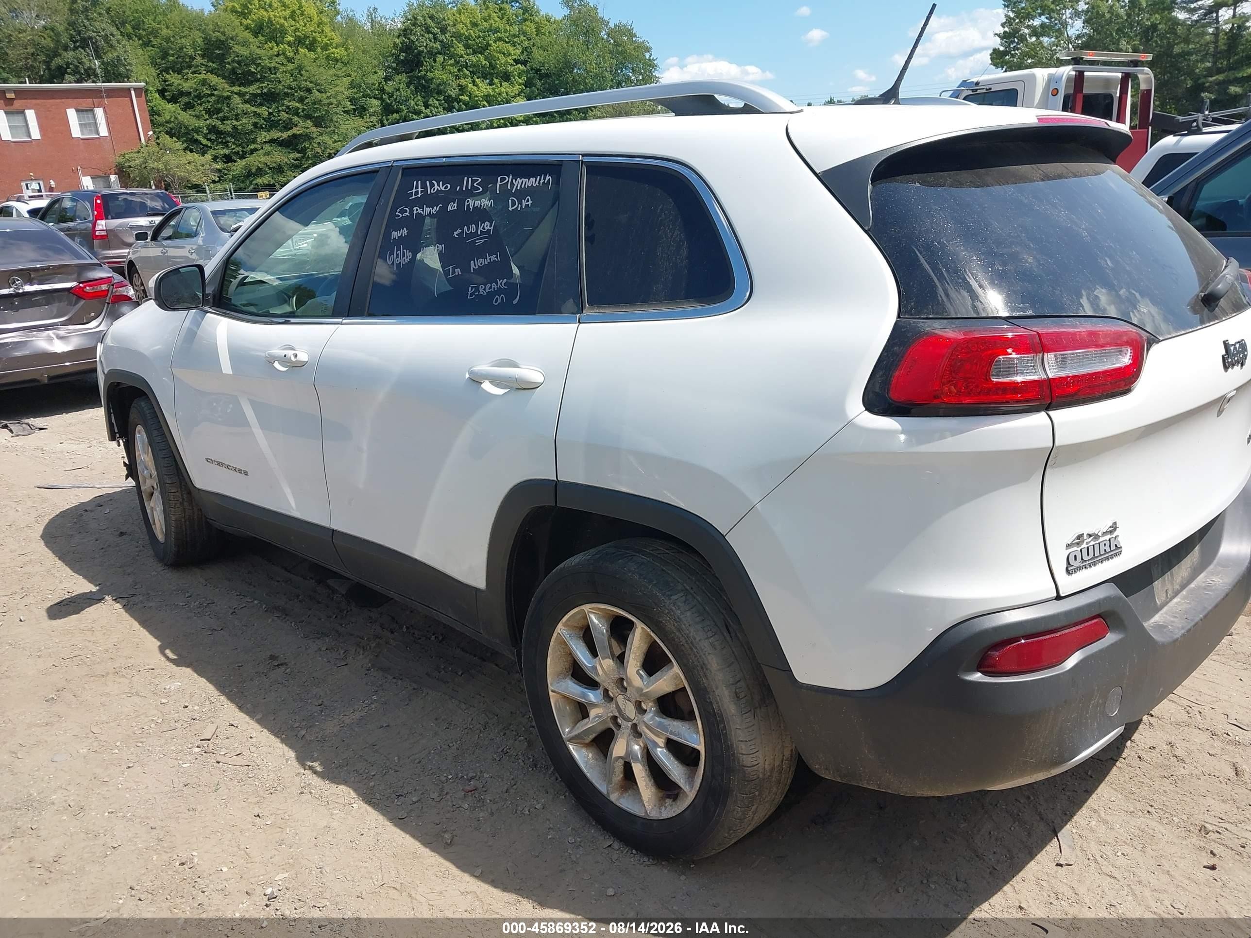 2015 Jeep Cherokee Limited White vin: 1C4PJMDSXFW681126