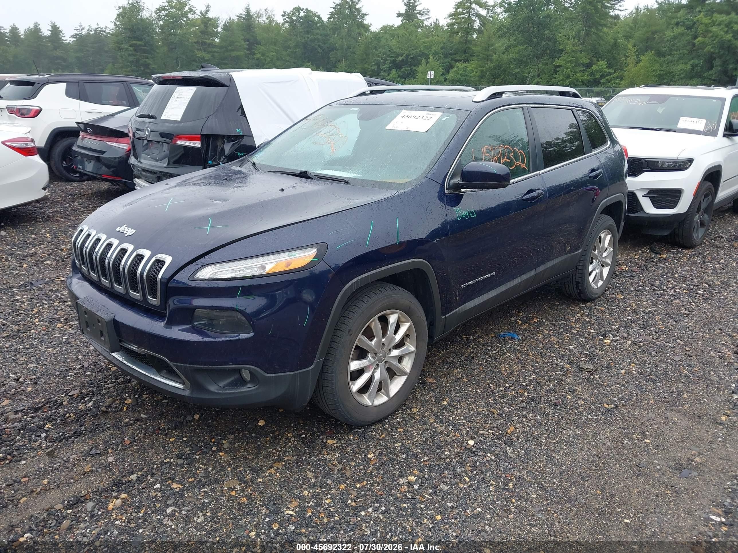 2015 Jeep Cherokee Limited Blue vin: 1C4PJMDSXFW711077