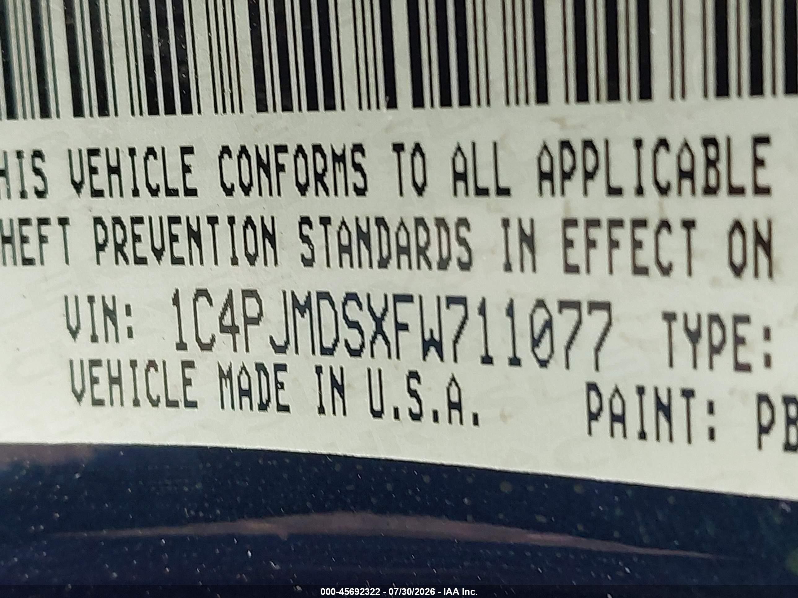 2015 Jeep Cherokee Limited Blue vin: 1C4PJMDSXFW711077