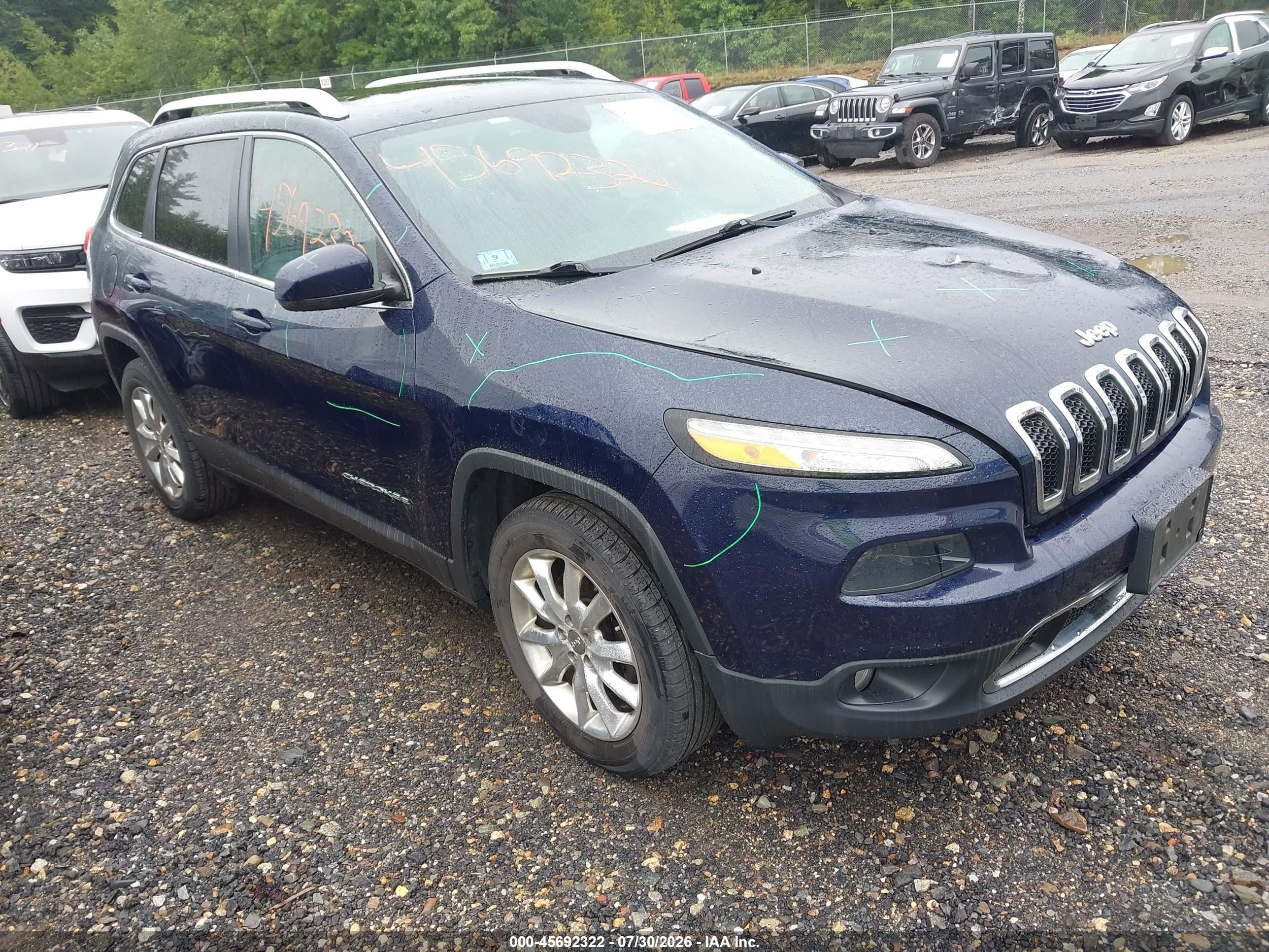 2015 Jeep Cherokee Limited Blue vin: 1C4PJMDSXFW711077