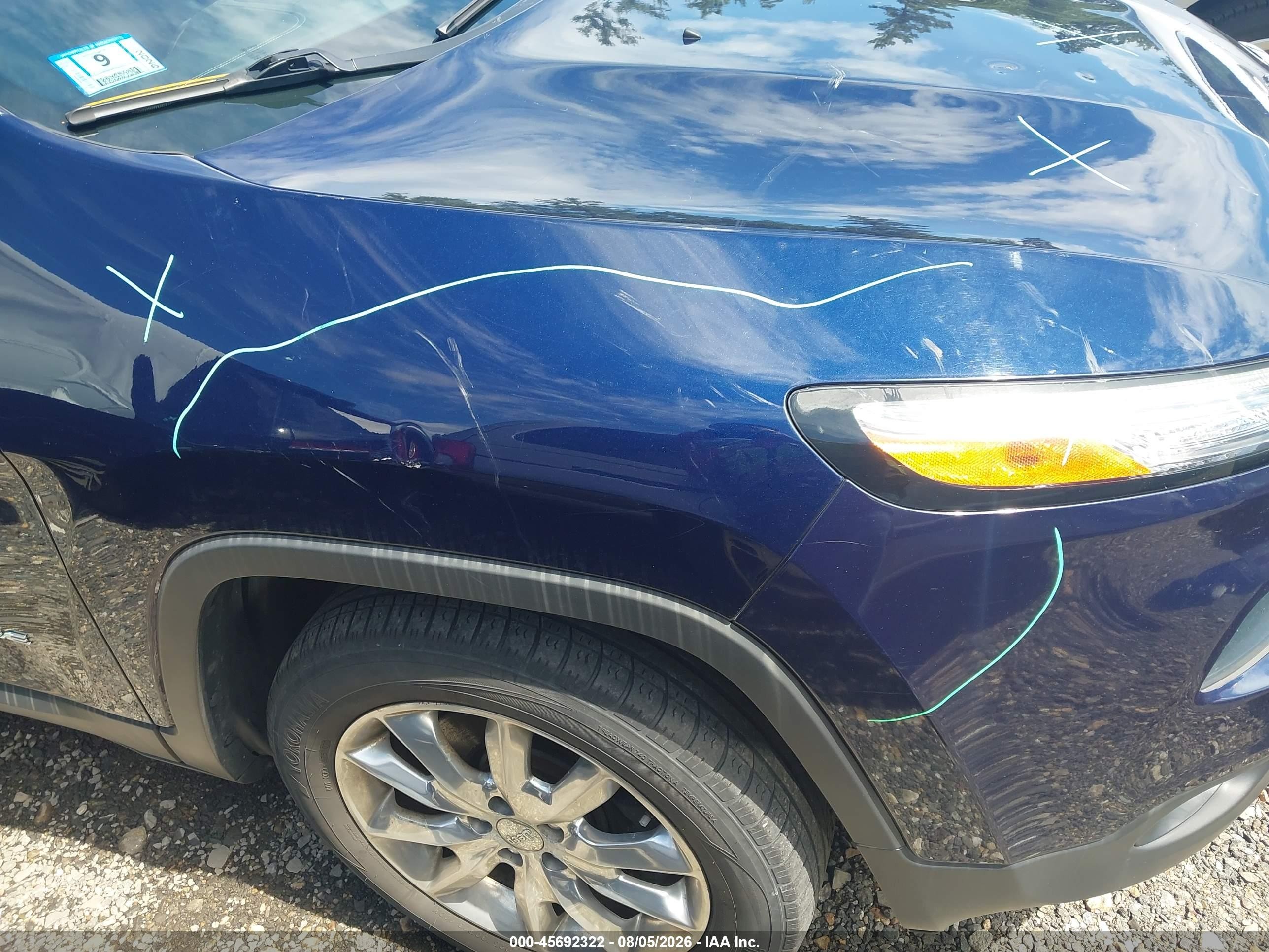 2015 Jeep Cherokee Limited Blue vin: 1C4PJMDSXFW711077