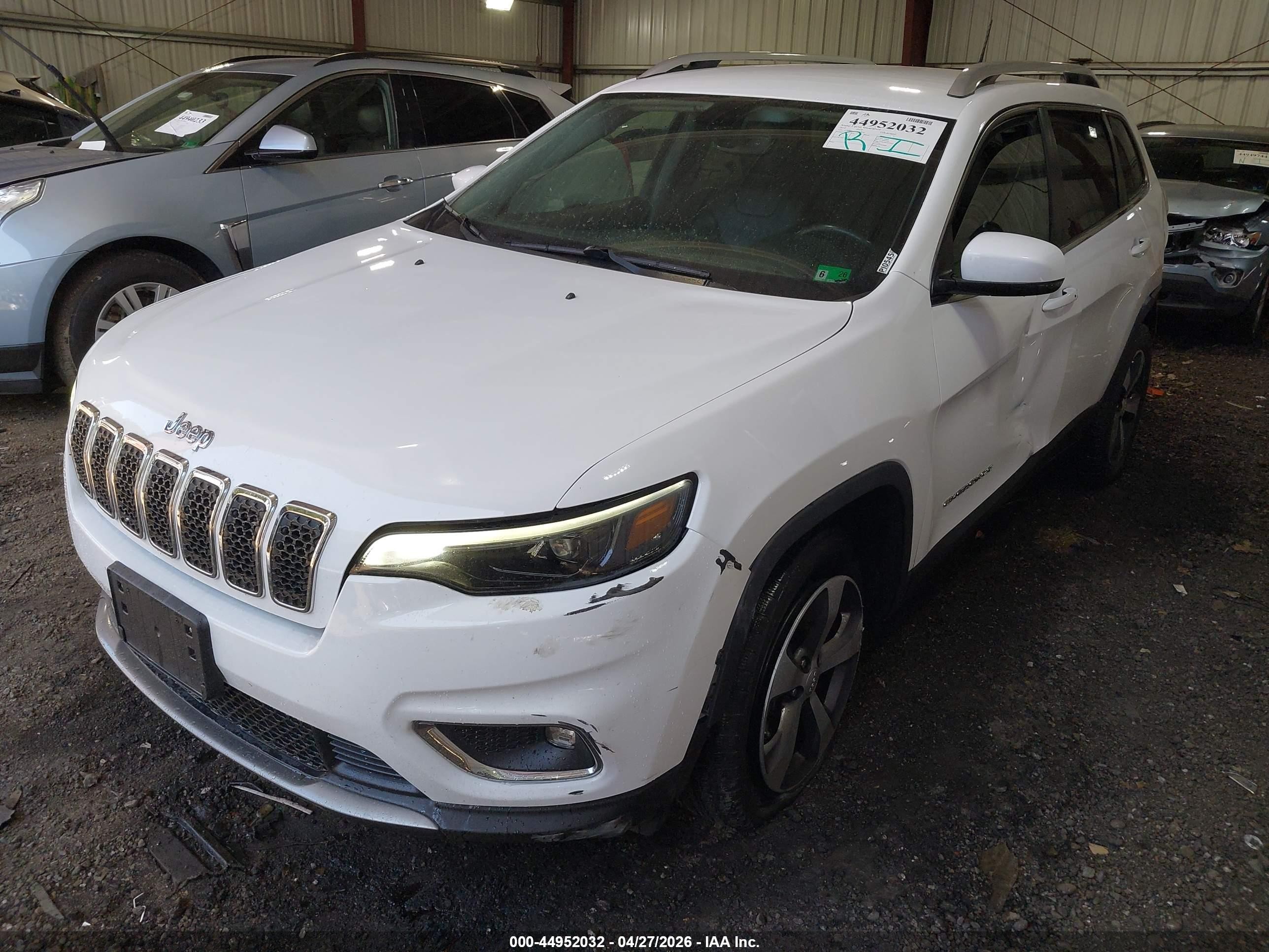 2019 Jeep Cherokee Limited 4x4 White vin: 1C4PJMDX0KD408181