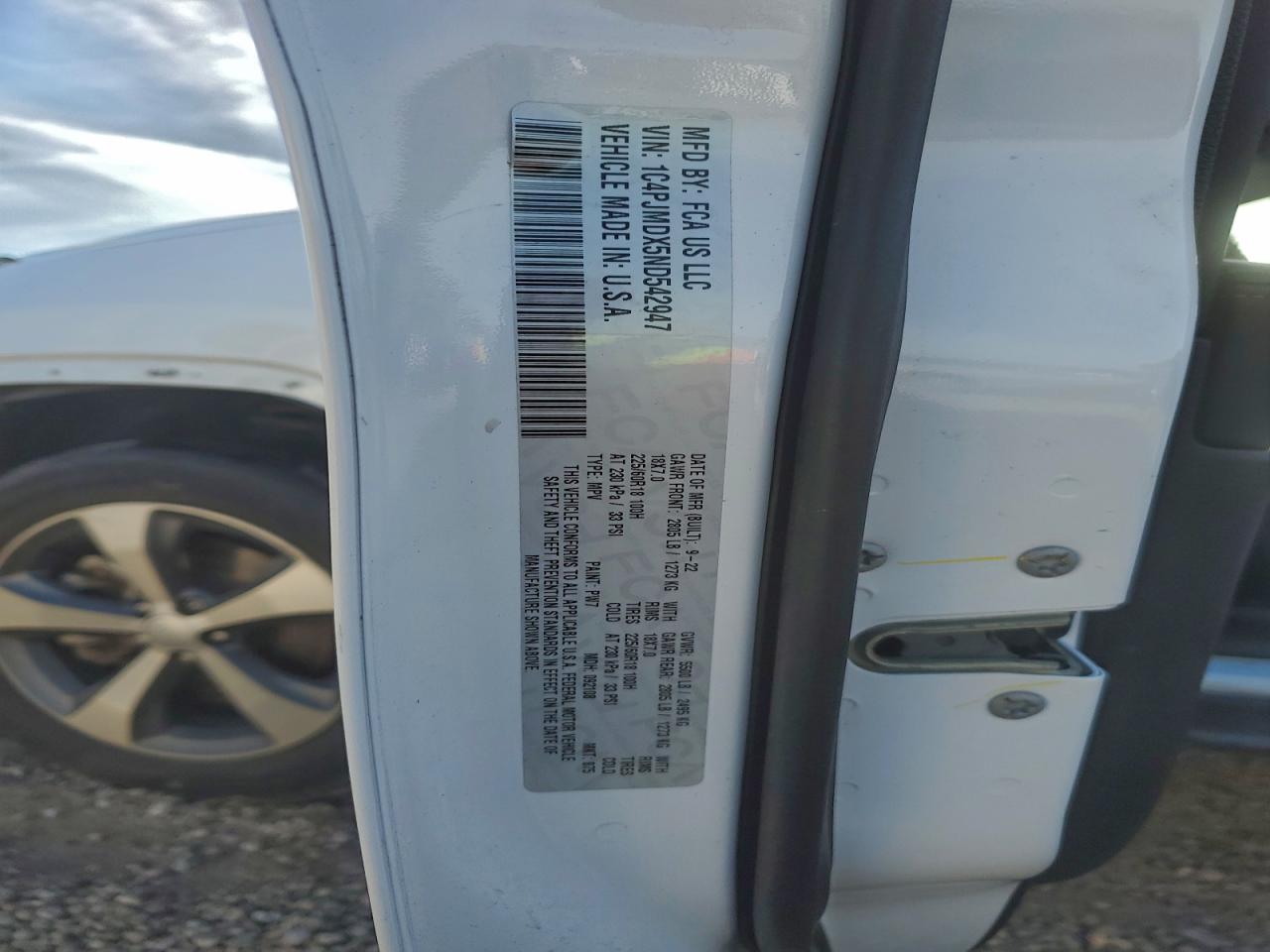 2022 Jeep Cherokee Limited White vin: 1C4PJMDX5ND542947