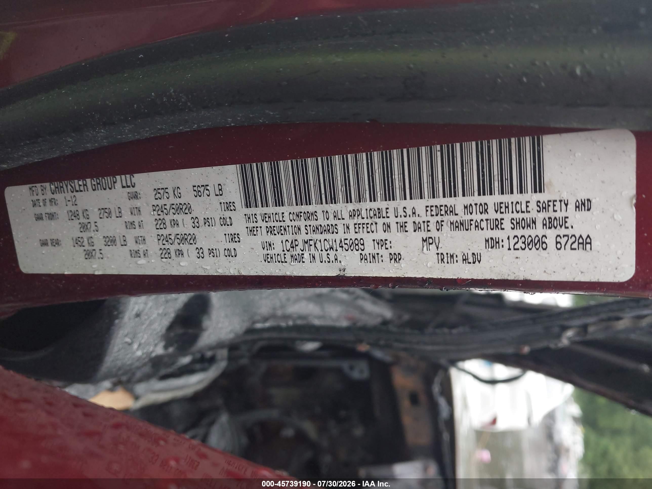 2012 Jeep Liberty Limited Jet Edition Red vin: 1C4PJMFK1CW145089