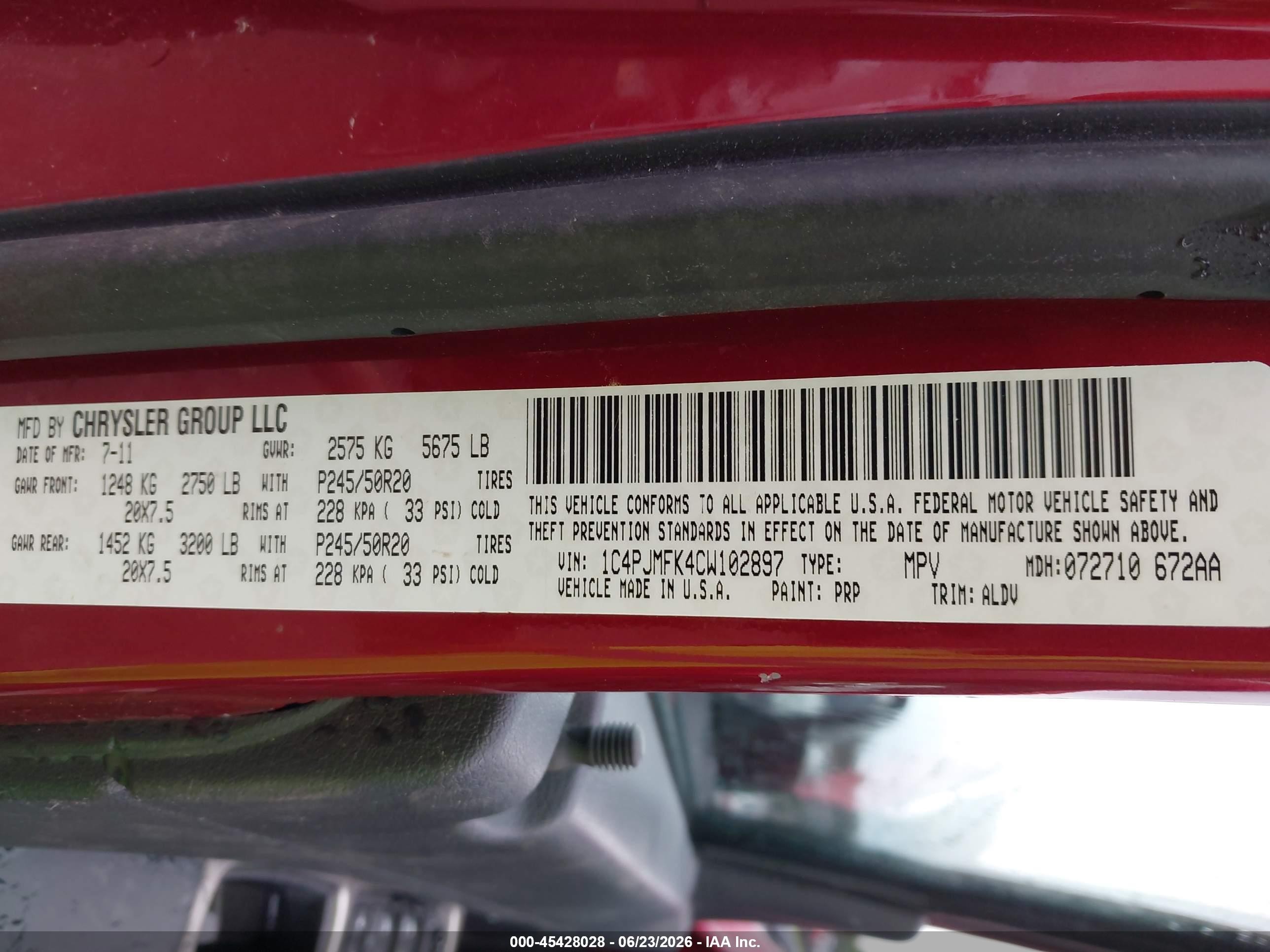 2012 Jeep Liberty Limited Jet Edition Red vin: 1C4PJMFK4CW102897