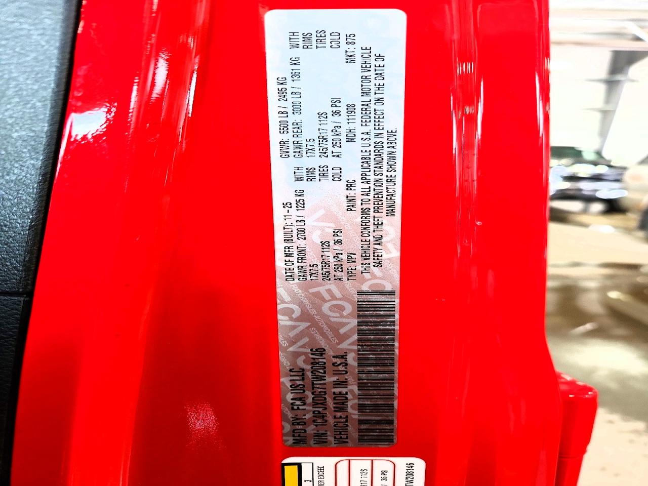 2026 Jeep Wrangler Sport Red vin: 1C4PJXDG7TW208146