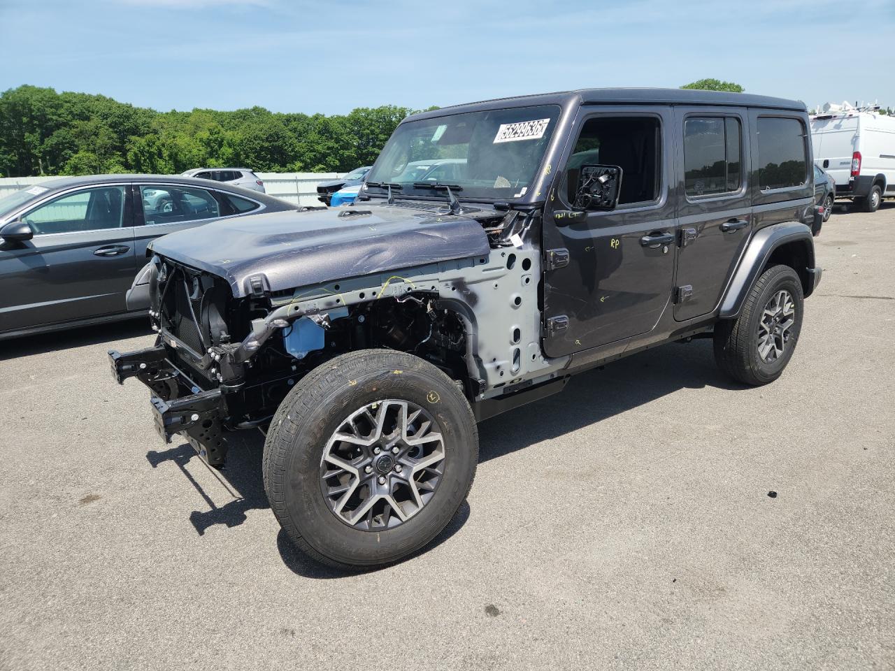 2026 Jeep Wrangler Sahara Gray vin: 1C4PJXEG2TW269953 Damage: Hood, Dent(S) W/ Paint Dmg, > 12 Inches