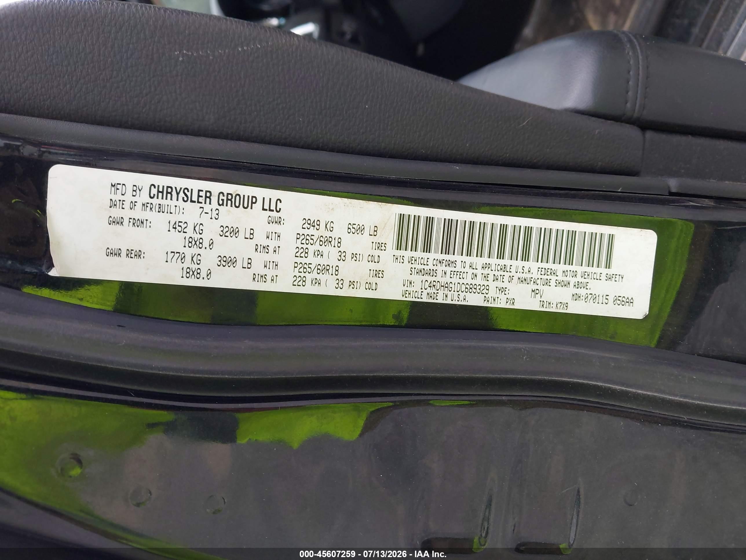 2013 Dodge Durango Sxt Black vin: 1C4RDHAG1DC689329