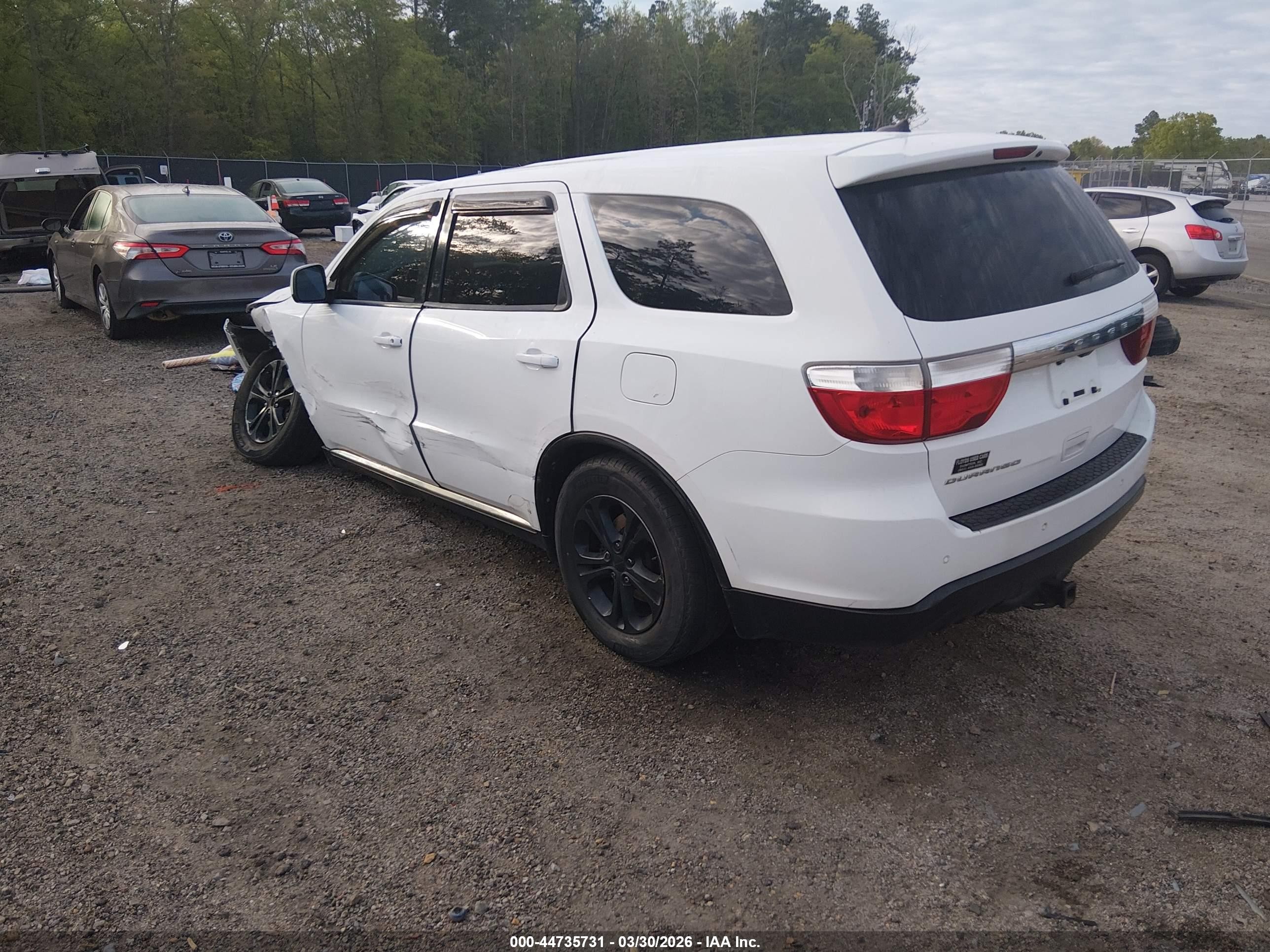 2013 Dodge Durango Sxt White vin: 1C4RDHAG2DC564680