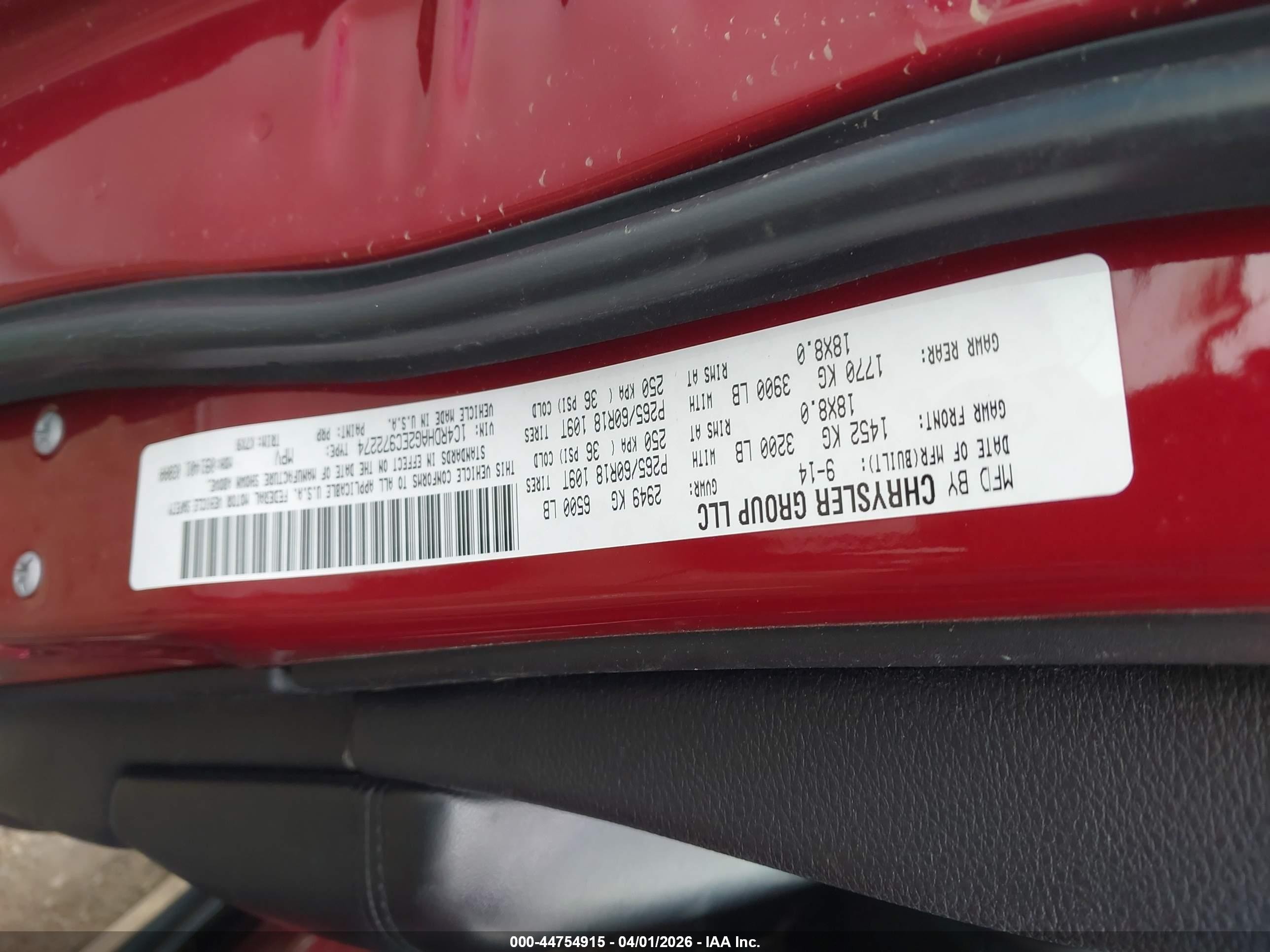 2014 Dodge Durango Sxt Red vin: 1C4RDHAG2EC972274