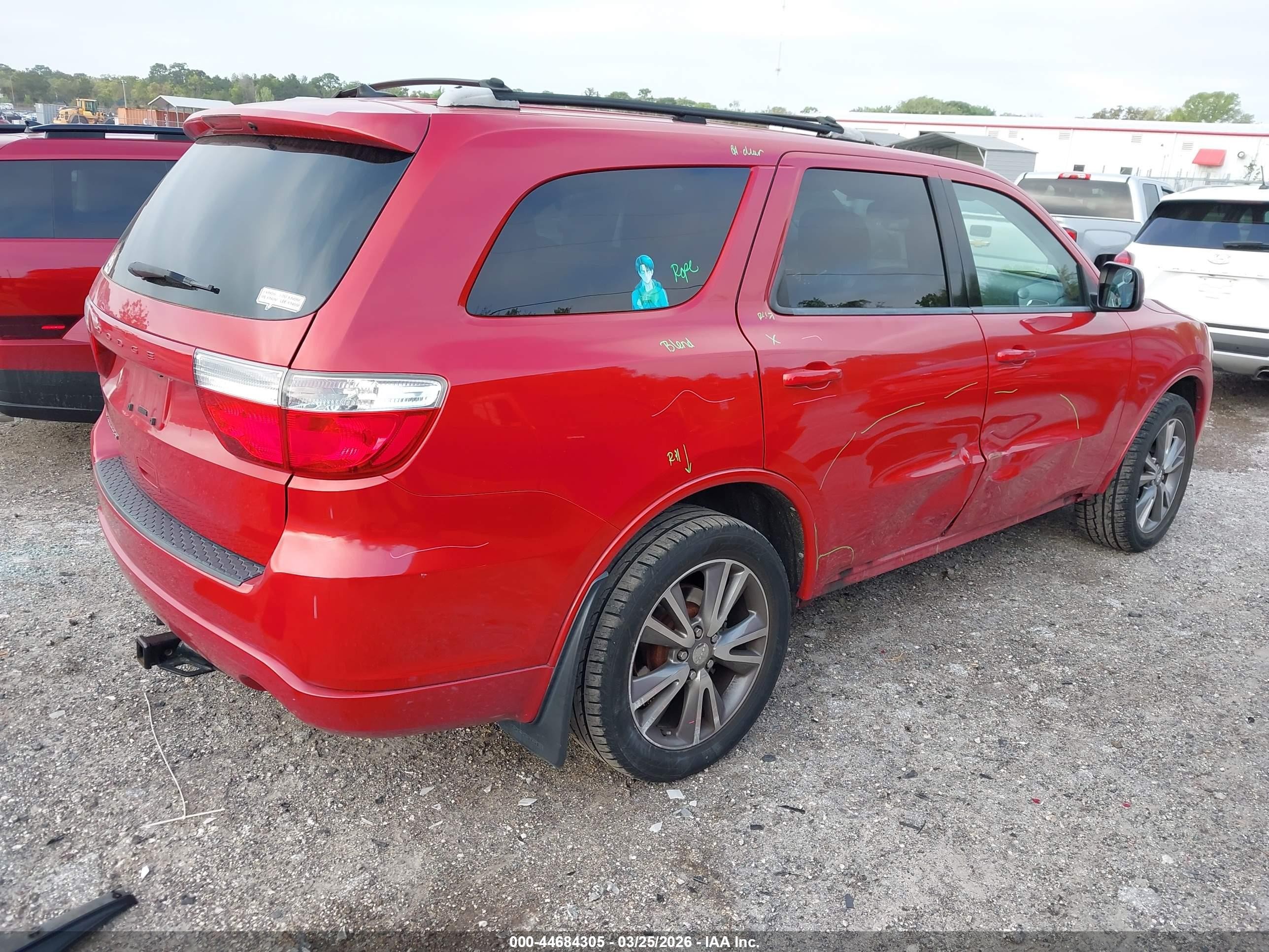 2013 Dodge Durango Sxt Red vin: 1C4RDHAG3DC575879