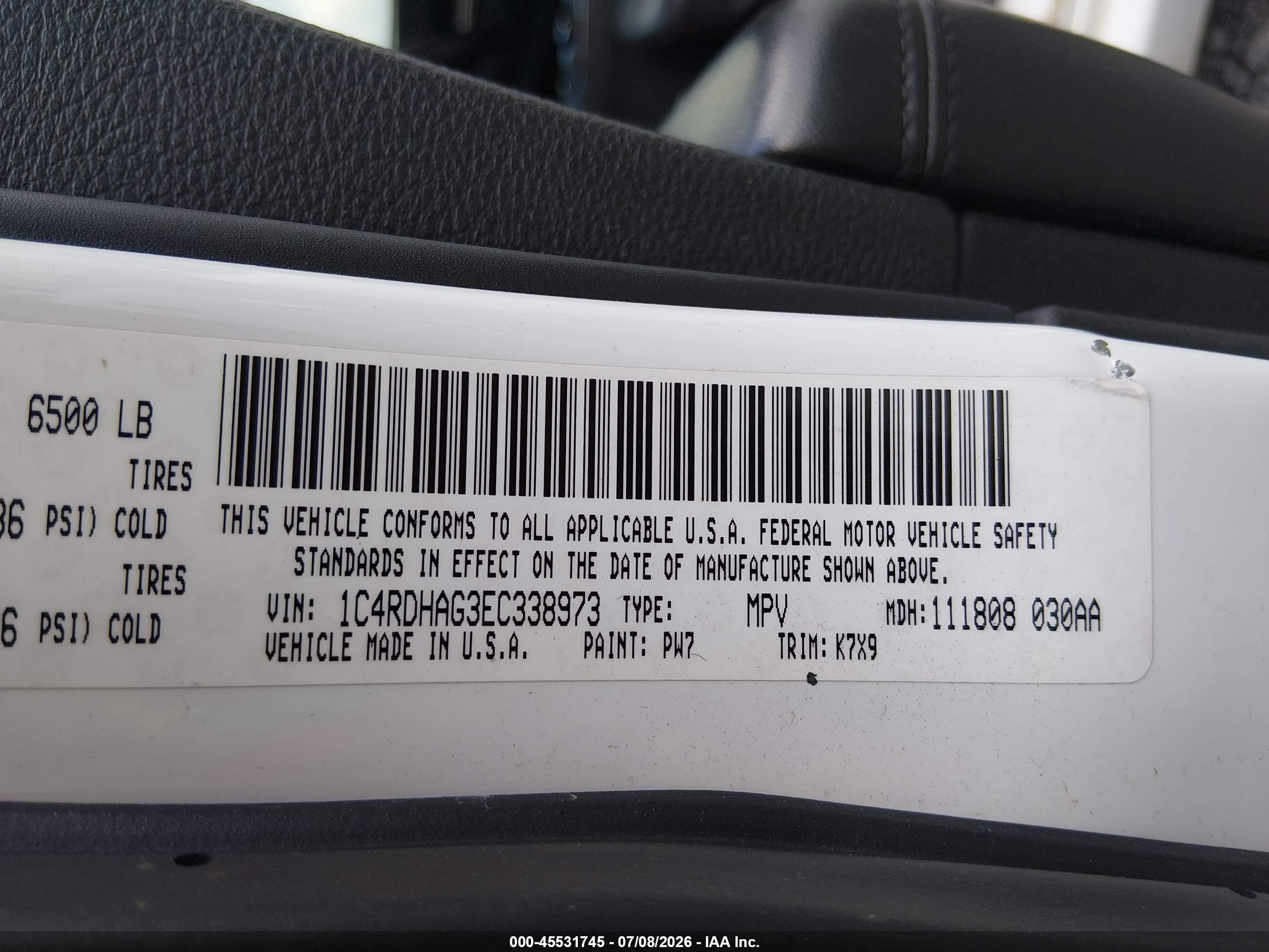 2014 Dodge Durango Sxt White vin: 1C4RDHAG3EC338973