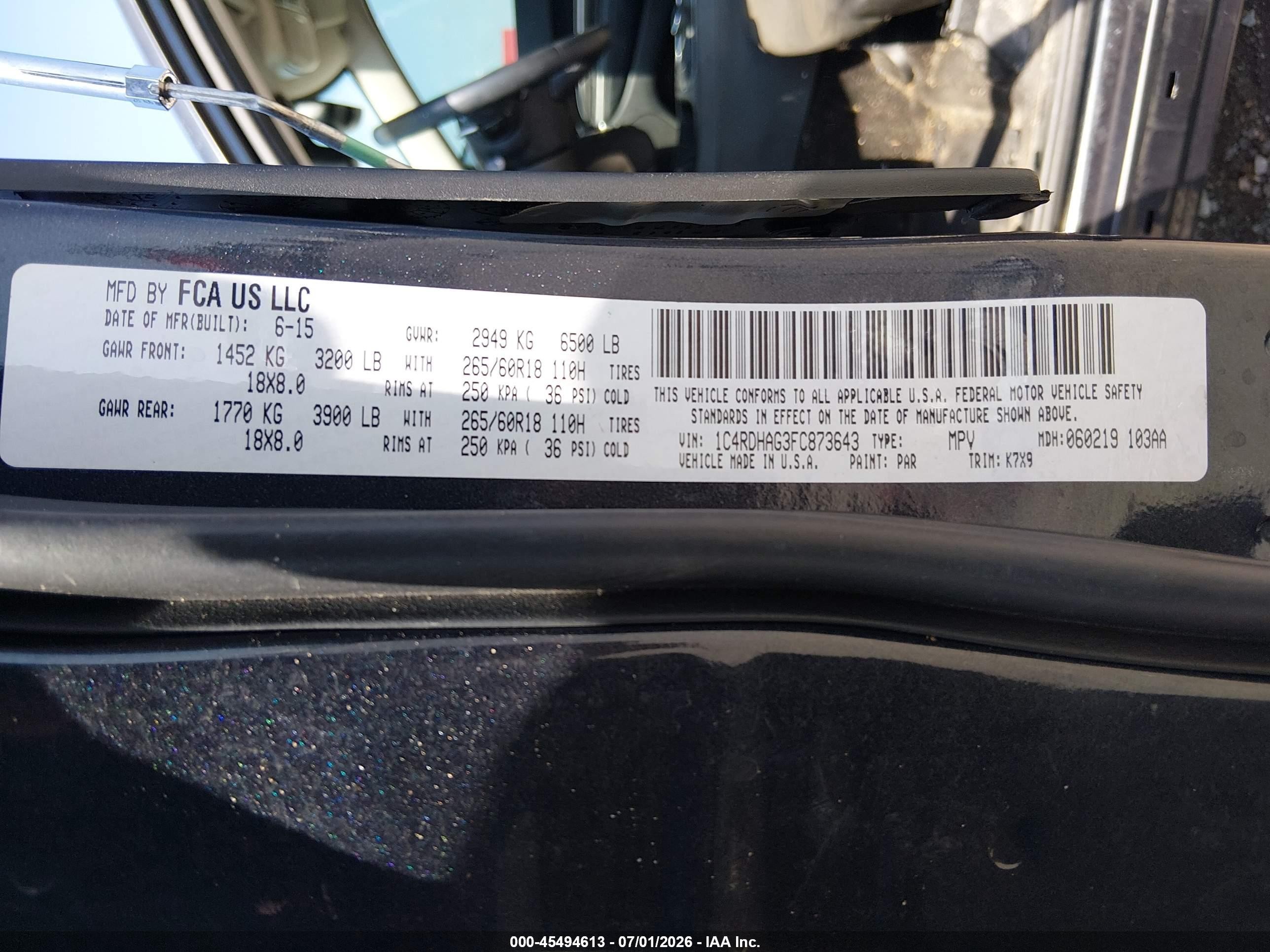 2015 Dodge Durango Sxt Blue vin: 1C4RDHAG3FC873643