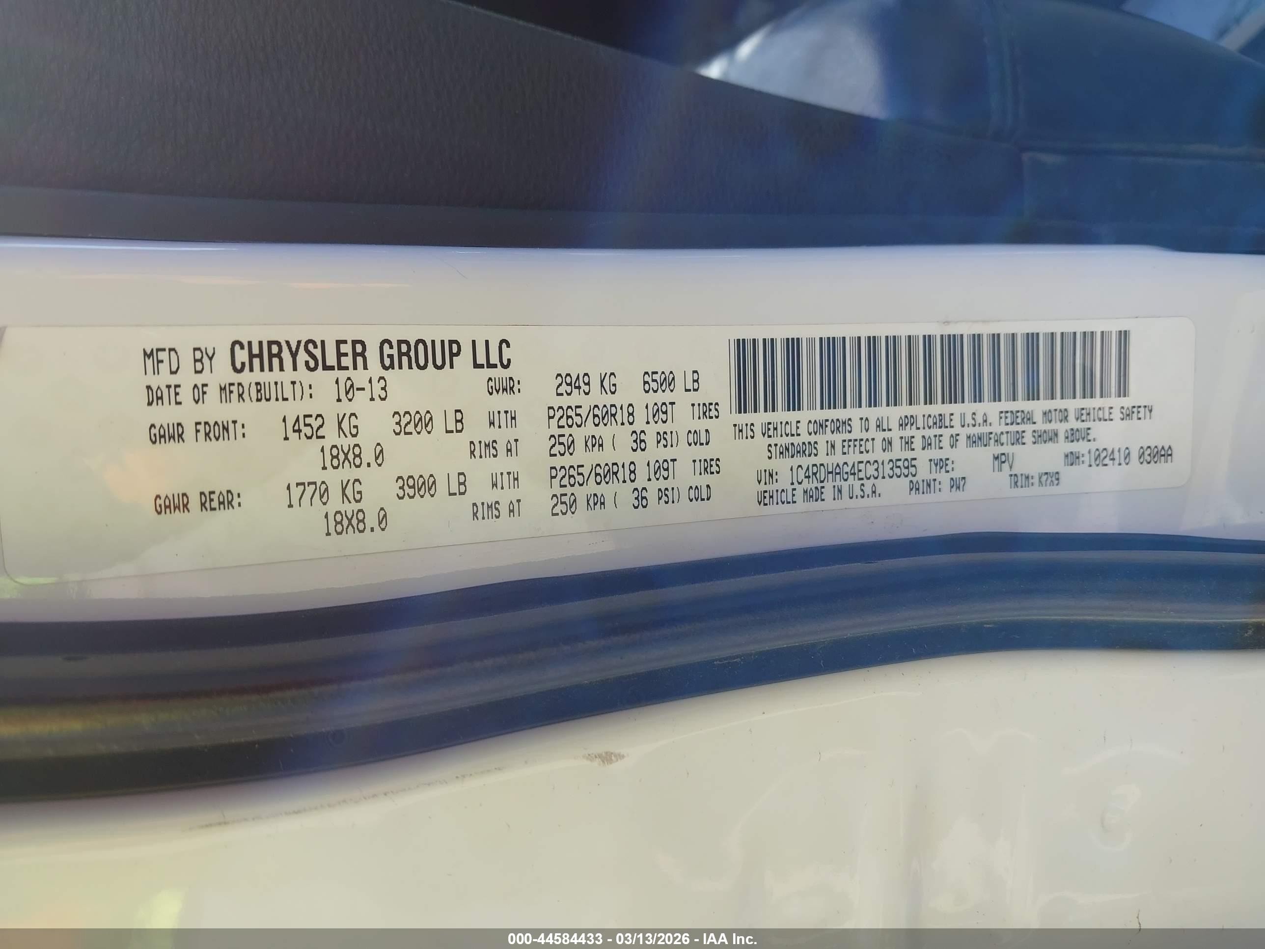 2014 Dodge Durango Sxt White vin: 1C4RDHAG4EC313595
