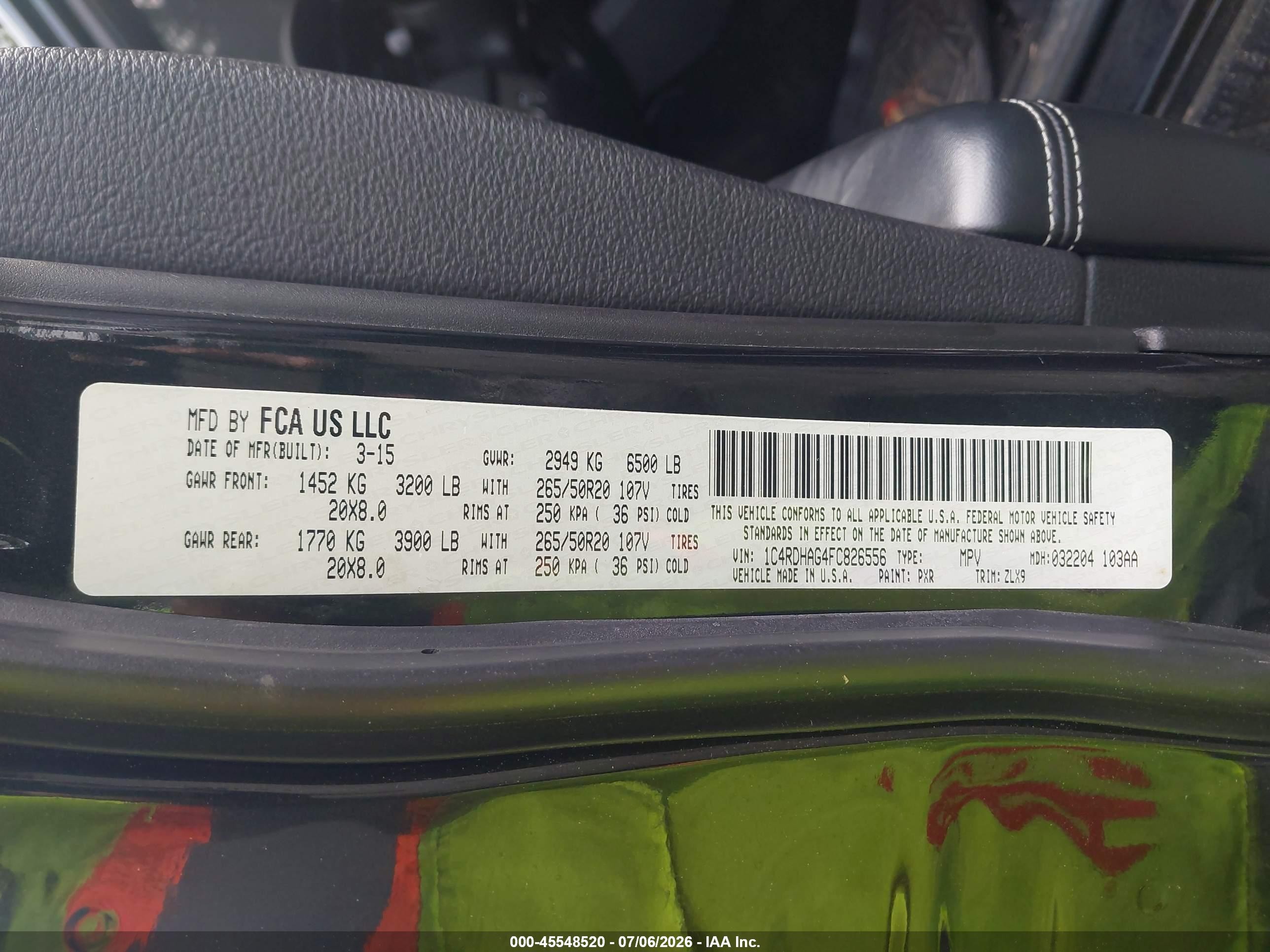2015 Dodge Durango Sxt Черный vin: 1C4RDHAG4FC826556
