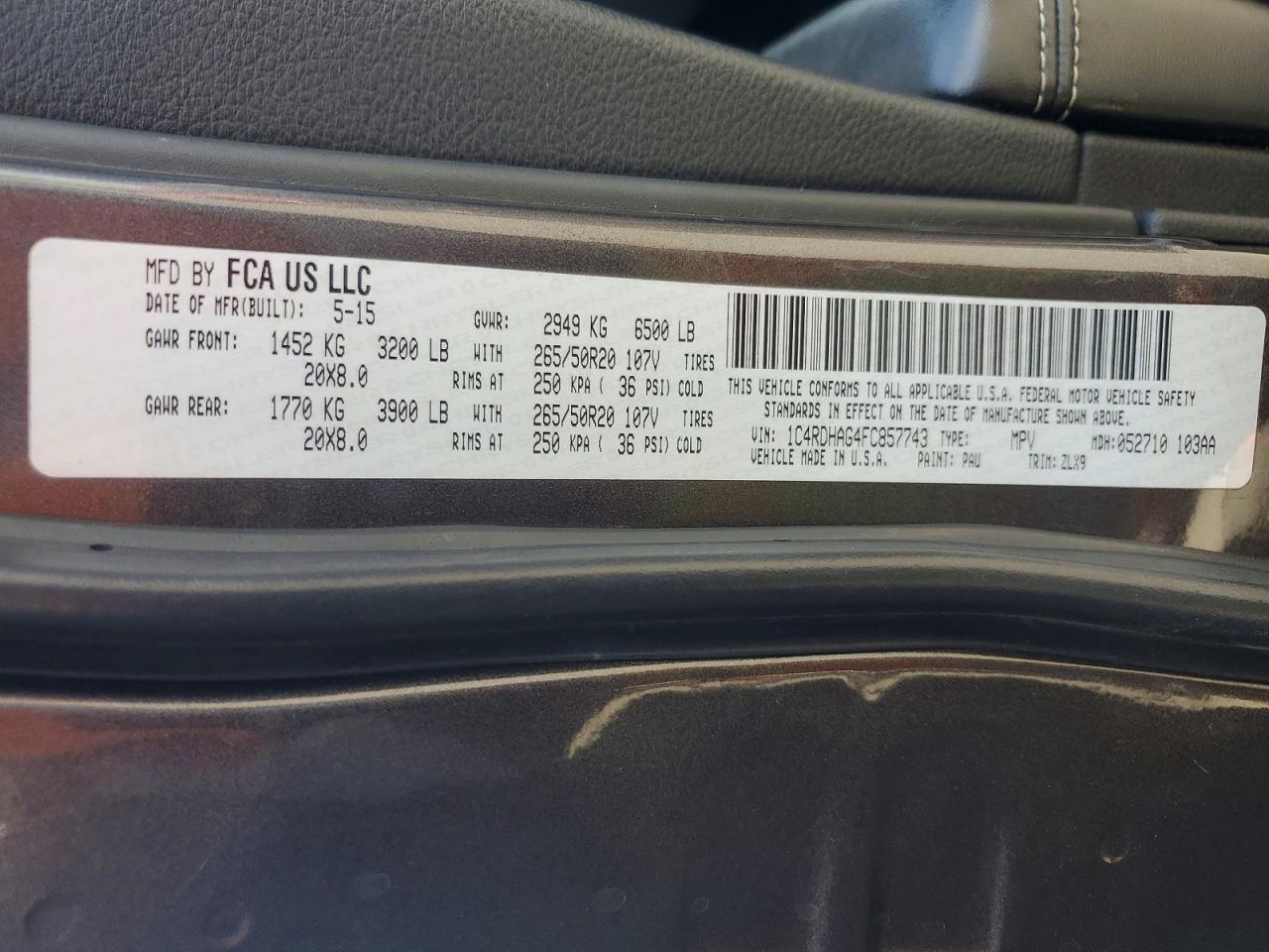 2015 Dodge Durango Sxt Gray vin: 1C4RDHAG4FC857743