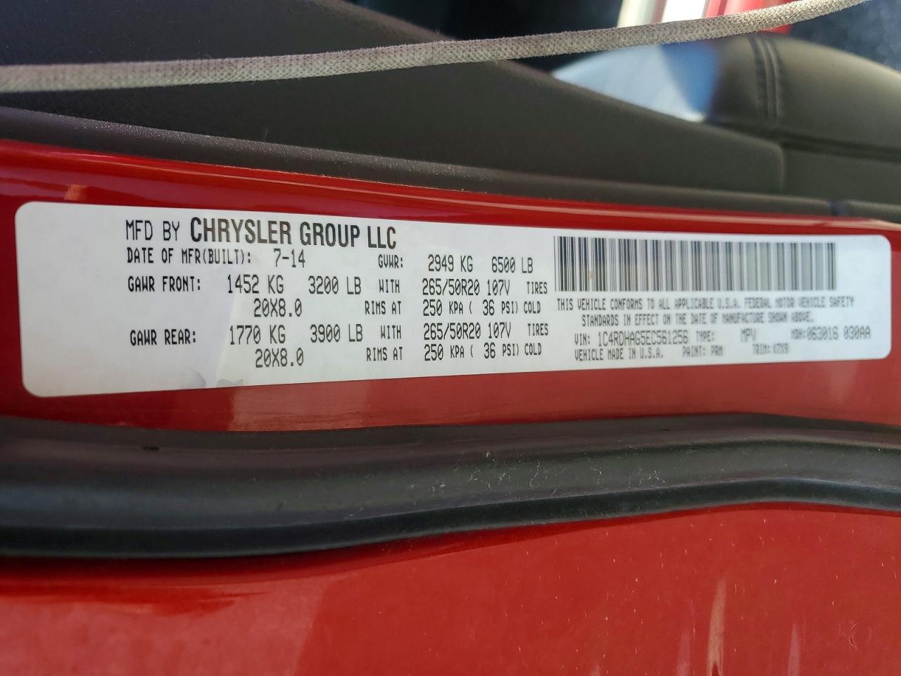 2014 Dodge Durango Sxt Red vin: 1C4RDHAG5EC561256