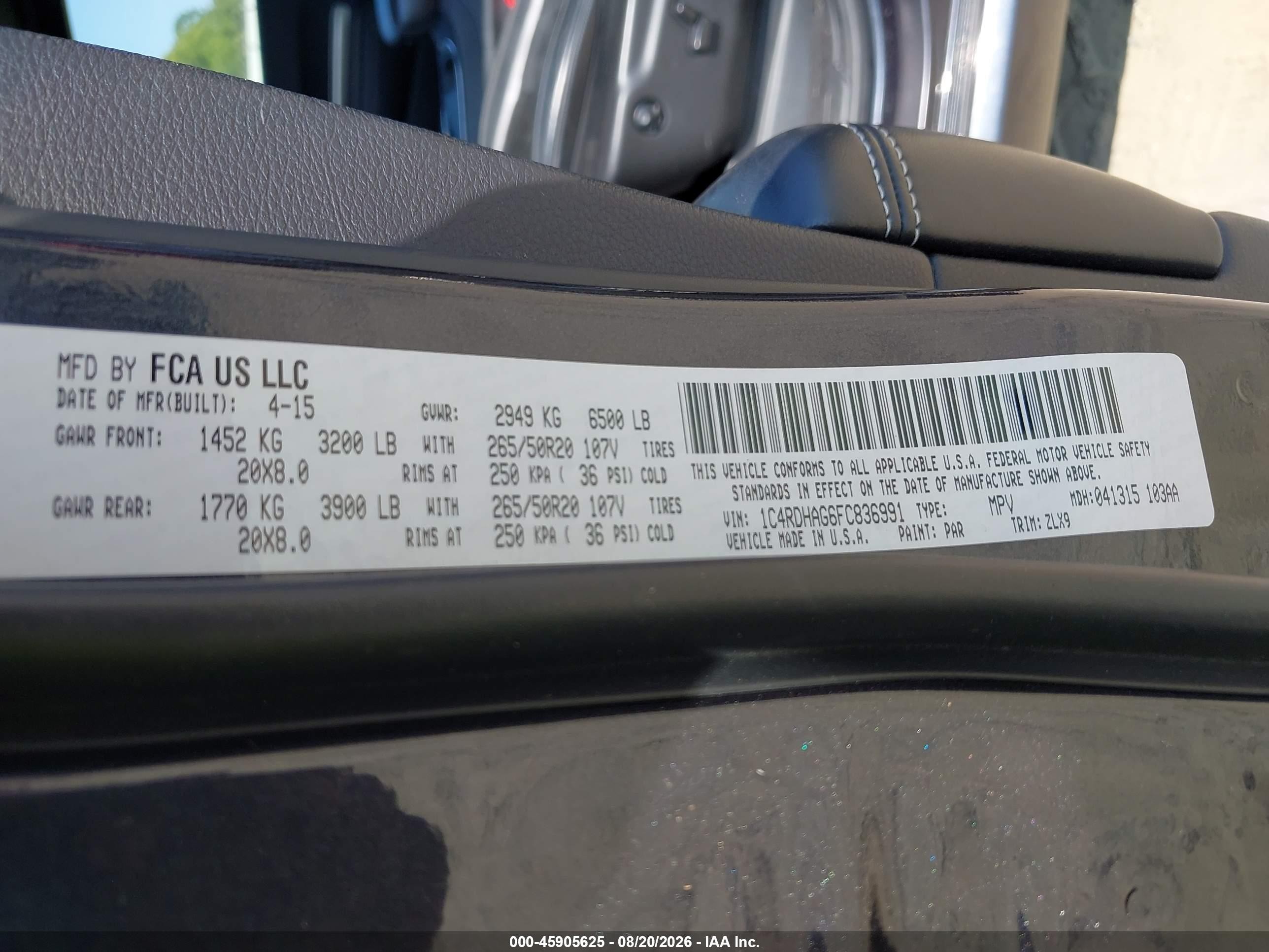 2015 Dodge Durango Sxt Серый vin: 1C4RDHAG6FC836991