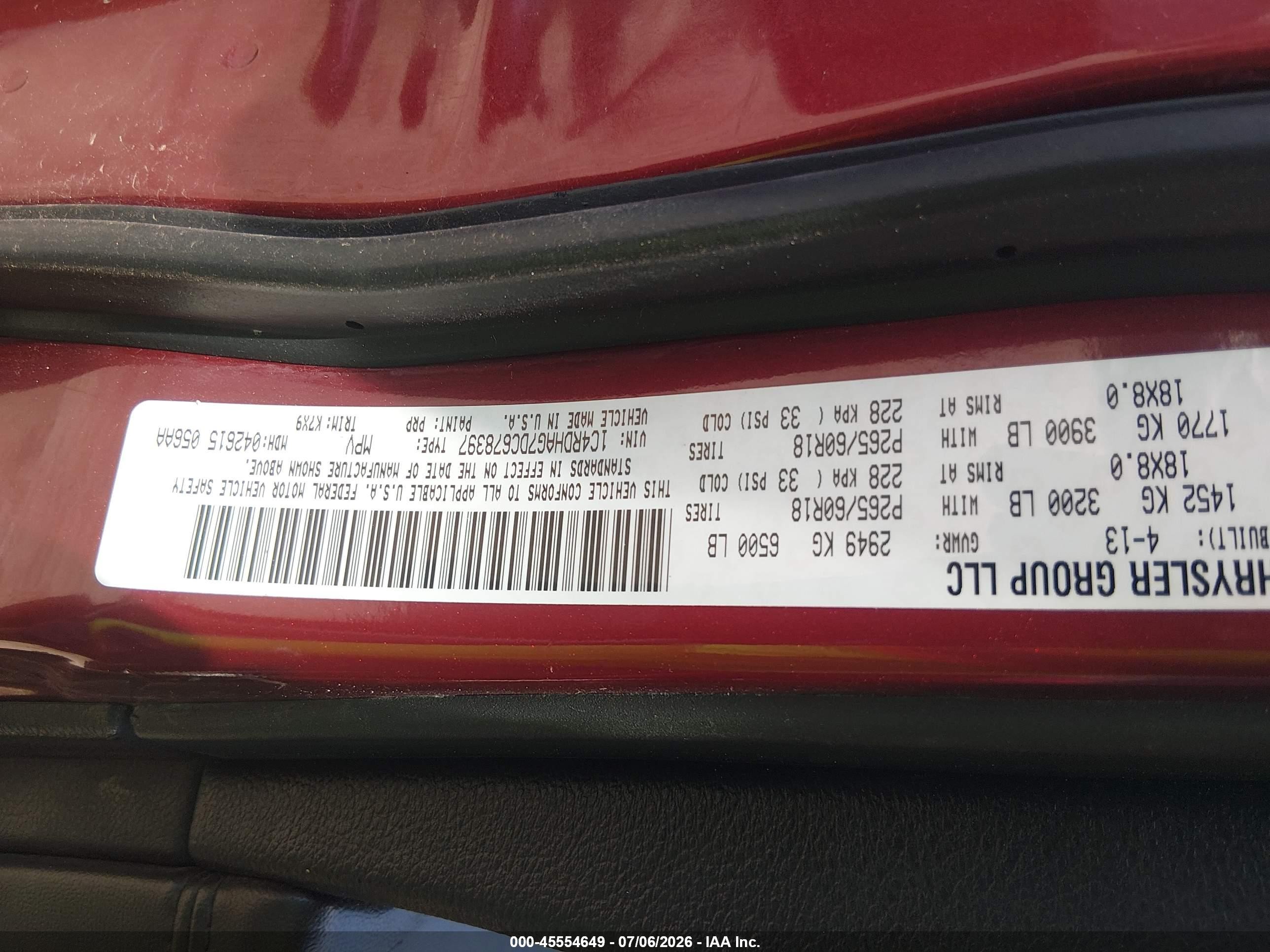 2013 Dodge Durango Sxt Red vin: 1C4RDHAG7DC678397