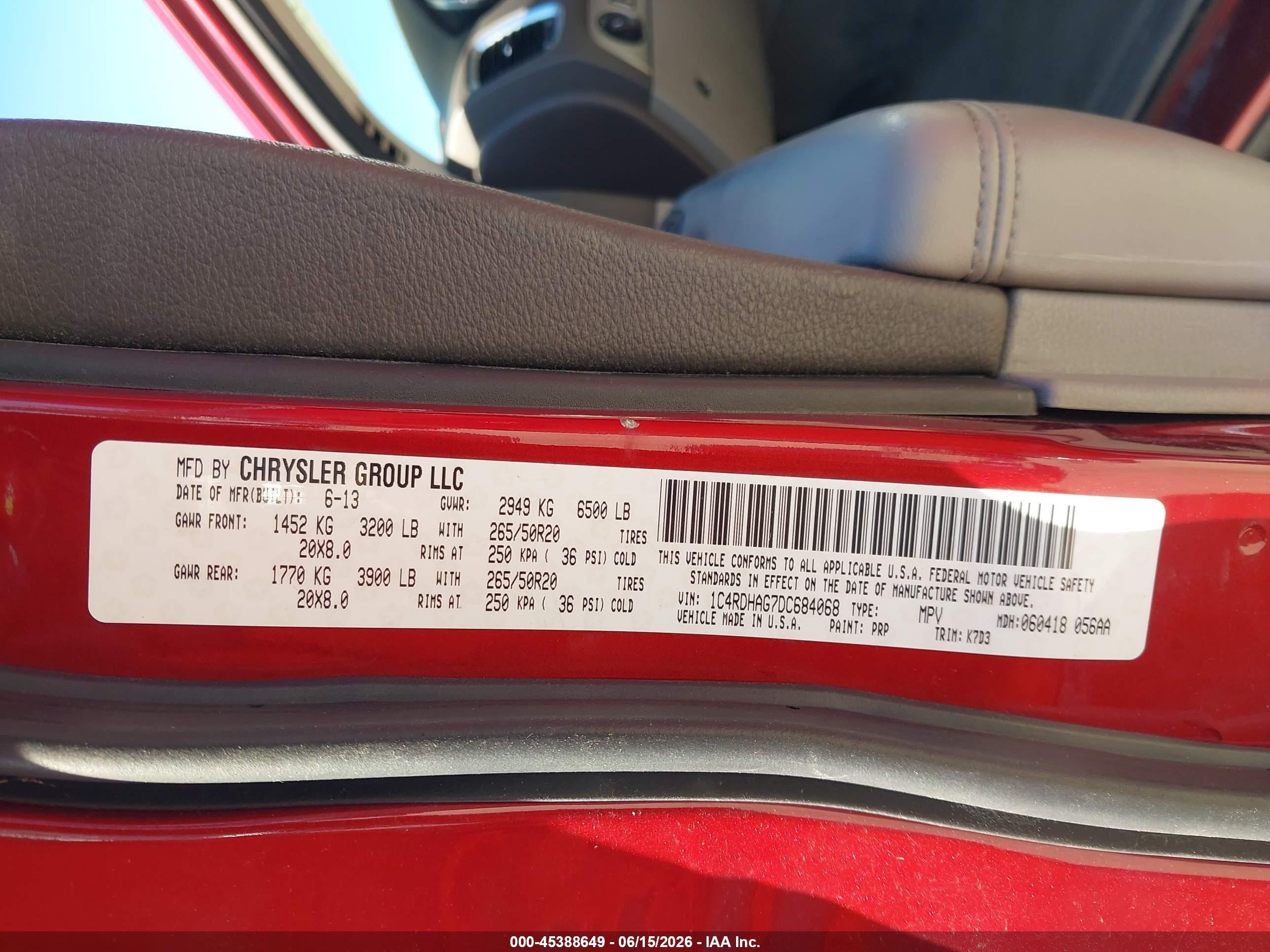 2013 Dodge Durango Sxt Red vin: 1C4RDHAG7DC684068
