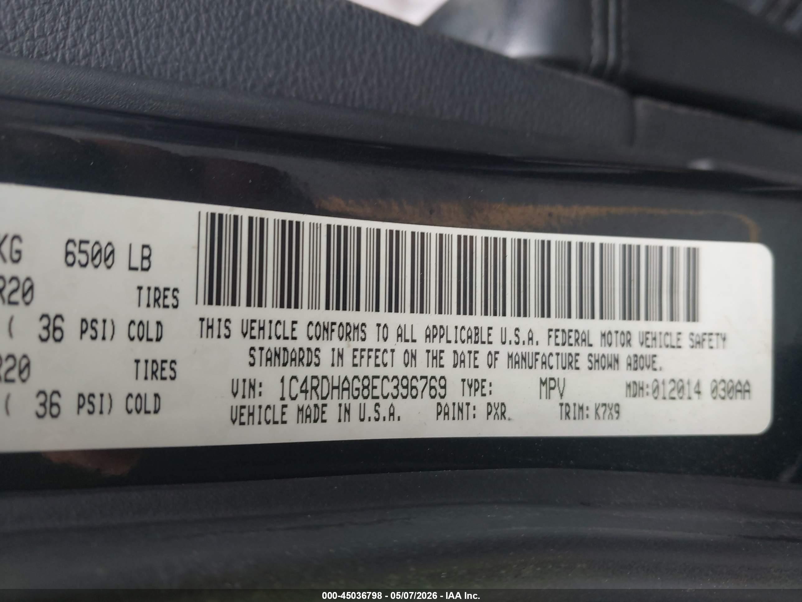 2014 Dodge Durango Sxt Черный vin: 1C4RDHAG8EC396769