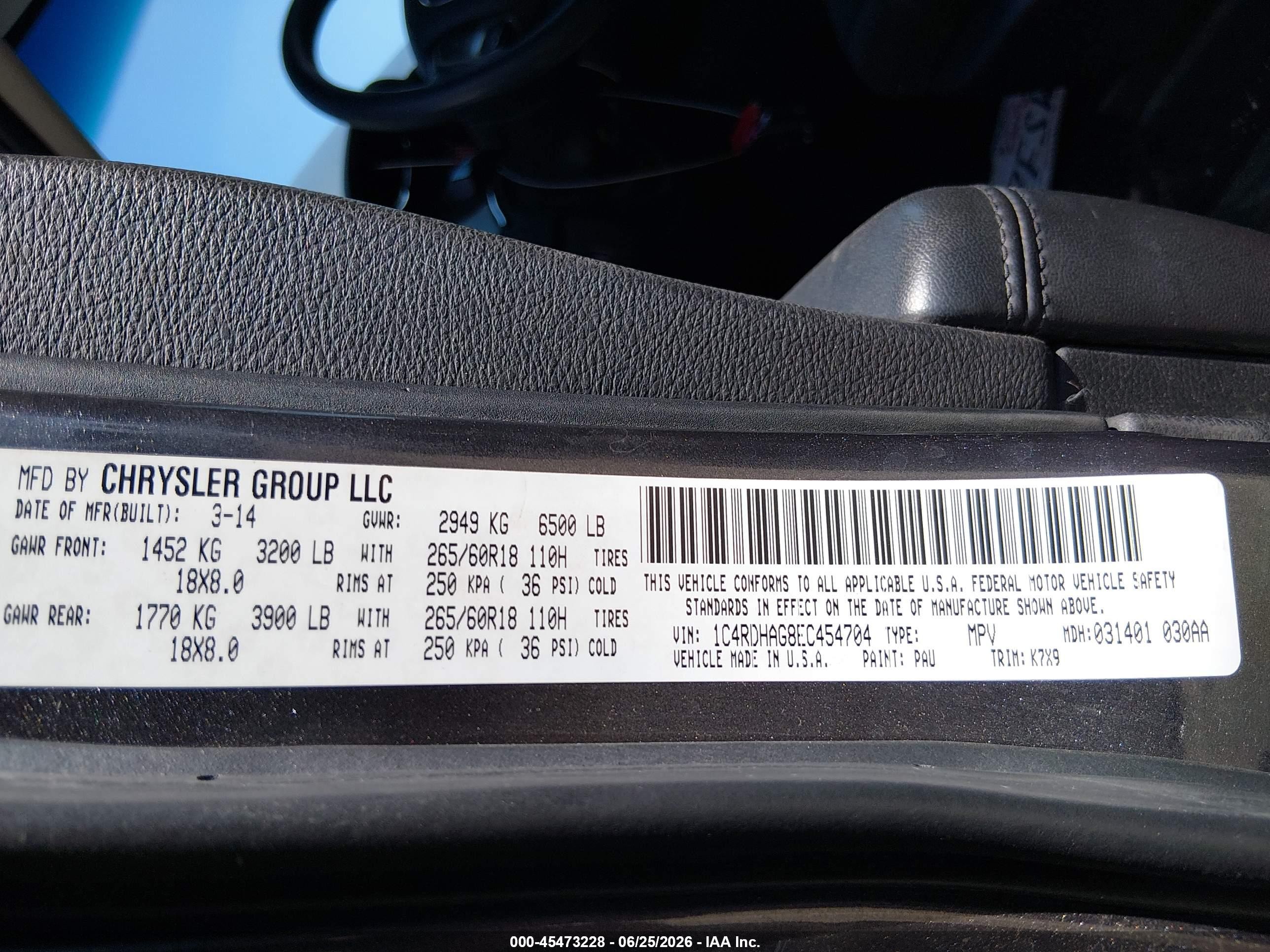 2014 Dodge Durango Sxt Gray vin: 1C4RDHAG8EC454704