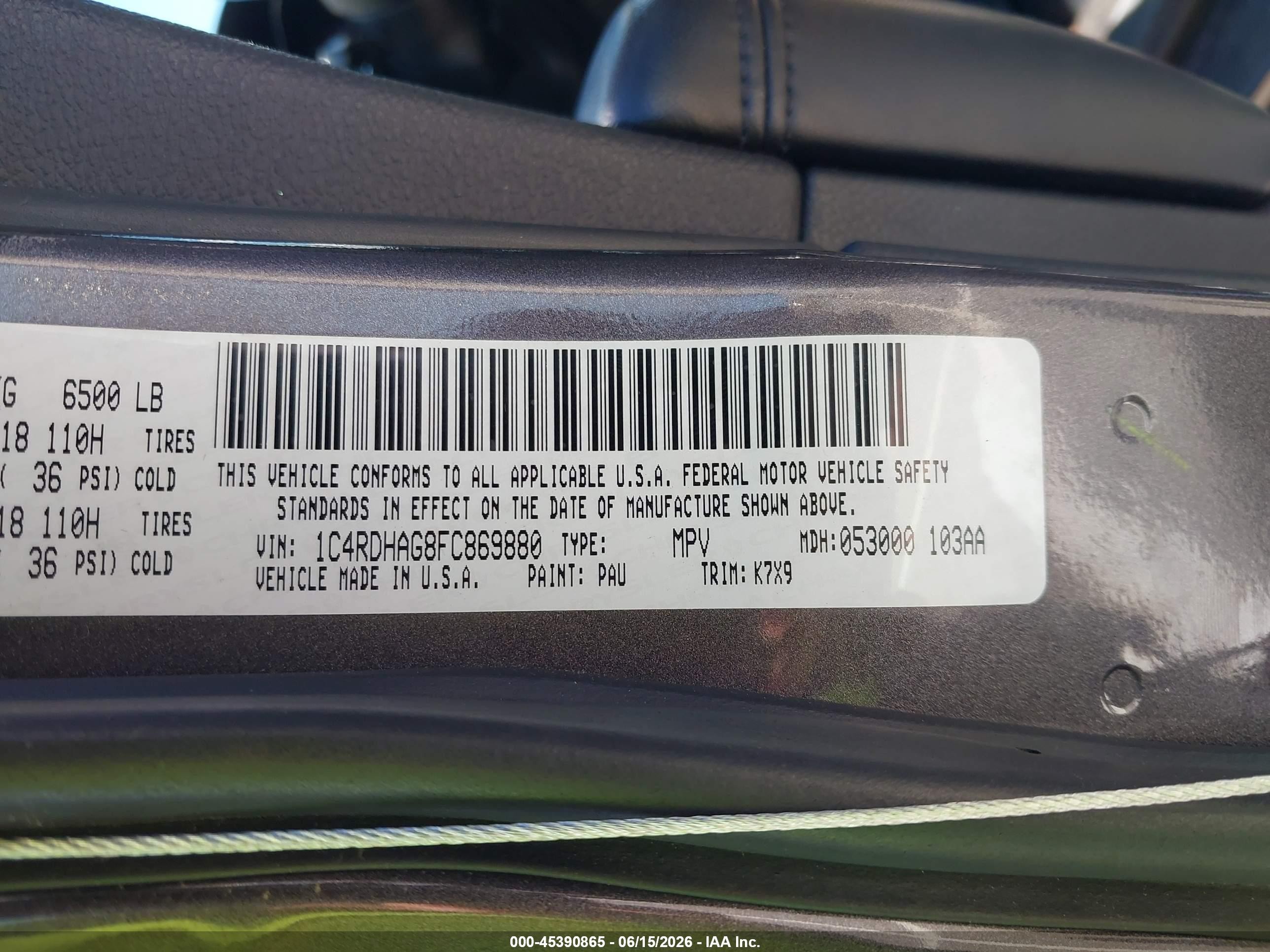 2015 Dodge Durango Sxt Gray vin: 1C4RDHAG8FC869880