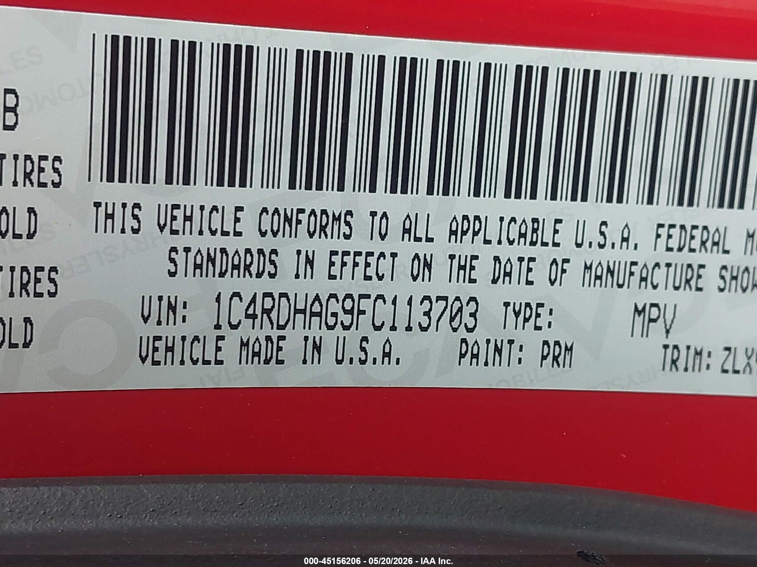 2015 Dodge Durango Sxt Red vin: 1C4RDHAG9FC113703