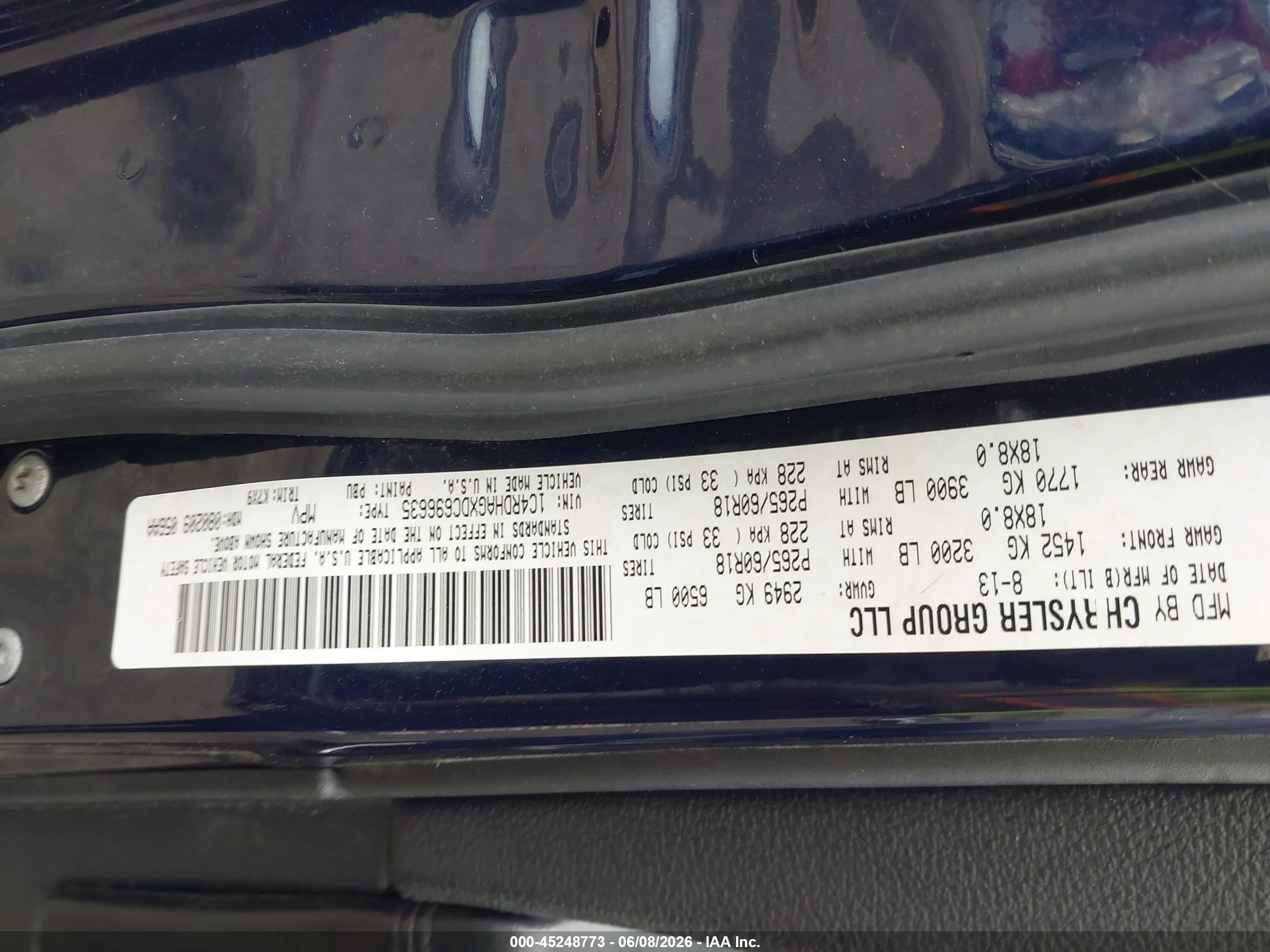 2013 Dodge Durango Sxt Blue vin: 1C4RDHAGXDC696635