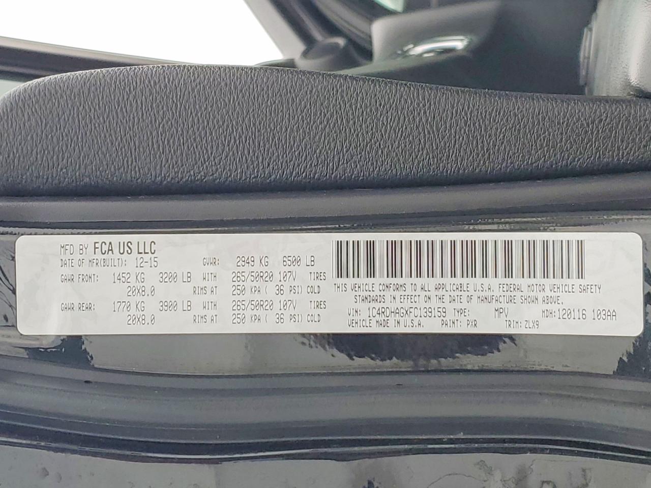 2015 Dodge Durango Sxt Black vin: 1C4RDHAGXFC139159