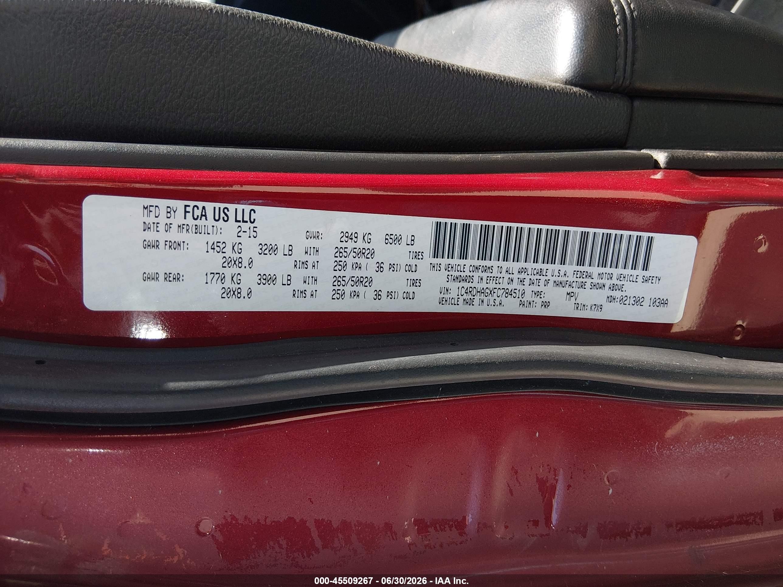 2015 Dodge Durango Sxt Maroon vin: 1C4RDHAGXFC784510