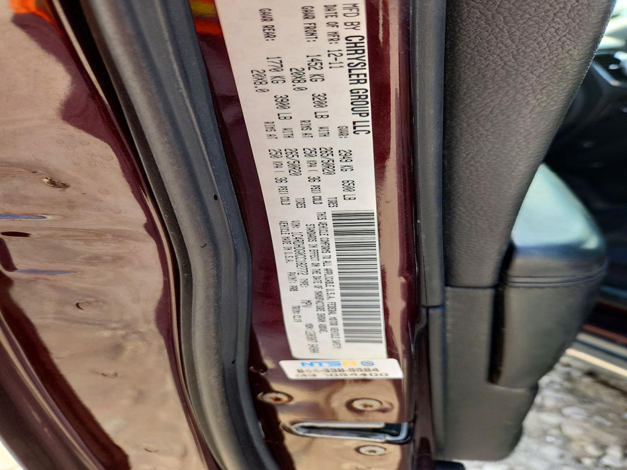 2012 Dodge Durango Crew Burgundy vin: 1C4RDHDG0CC182772