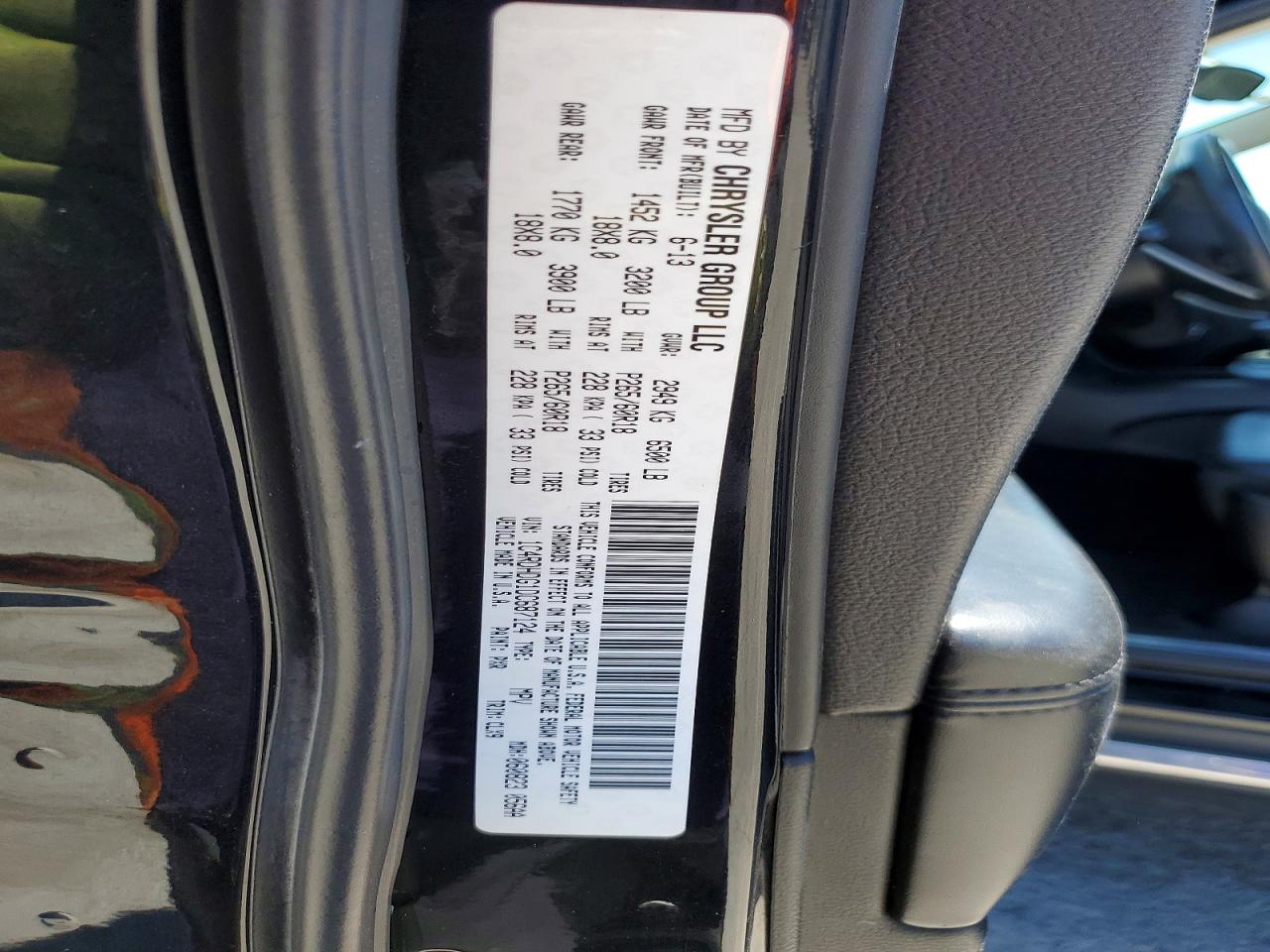 2013 Dodge Durango Crew Black vin: 1C4RDHDG1DC687124