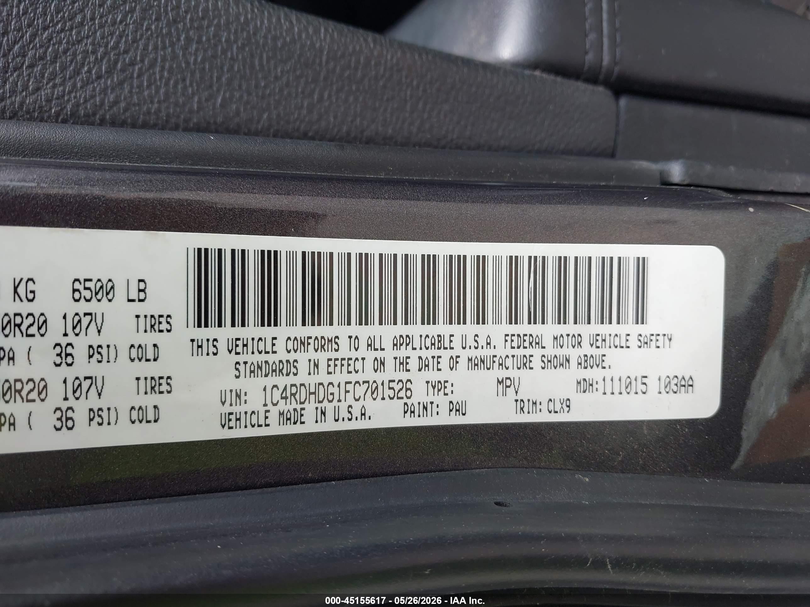 2015 Dodge Durango Limited Gray vin: 1C4RDHDG1FC701526