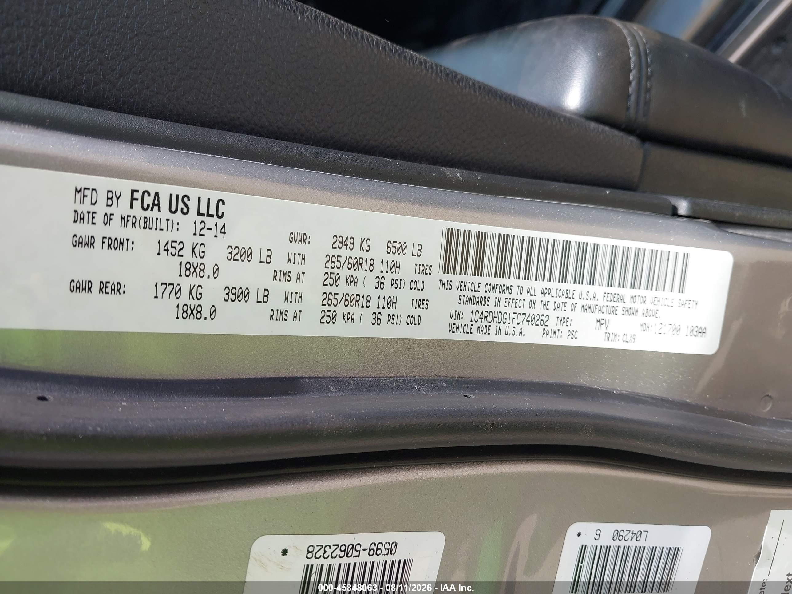 2015 Dodge Durango Limited Серебряный vin: 1C4RDHDG1FC740262