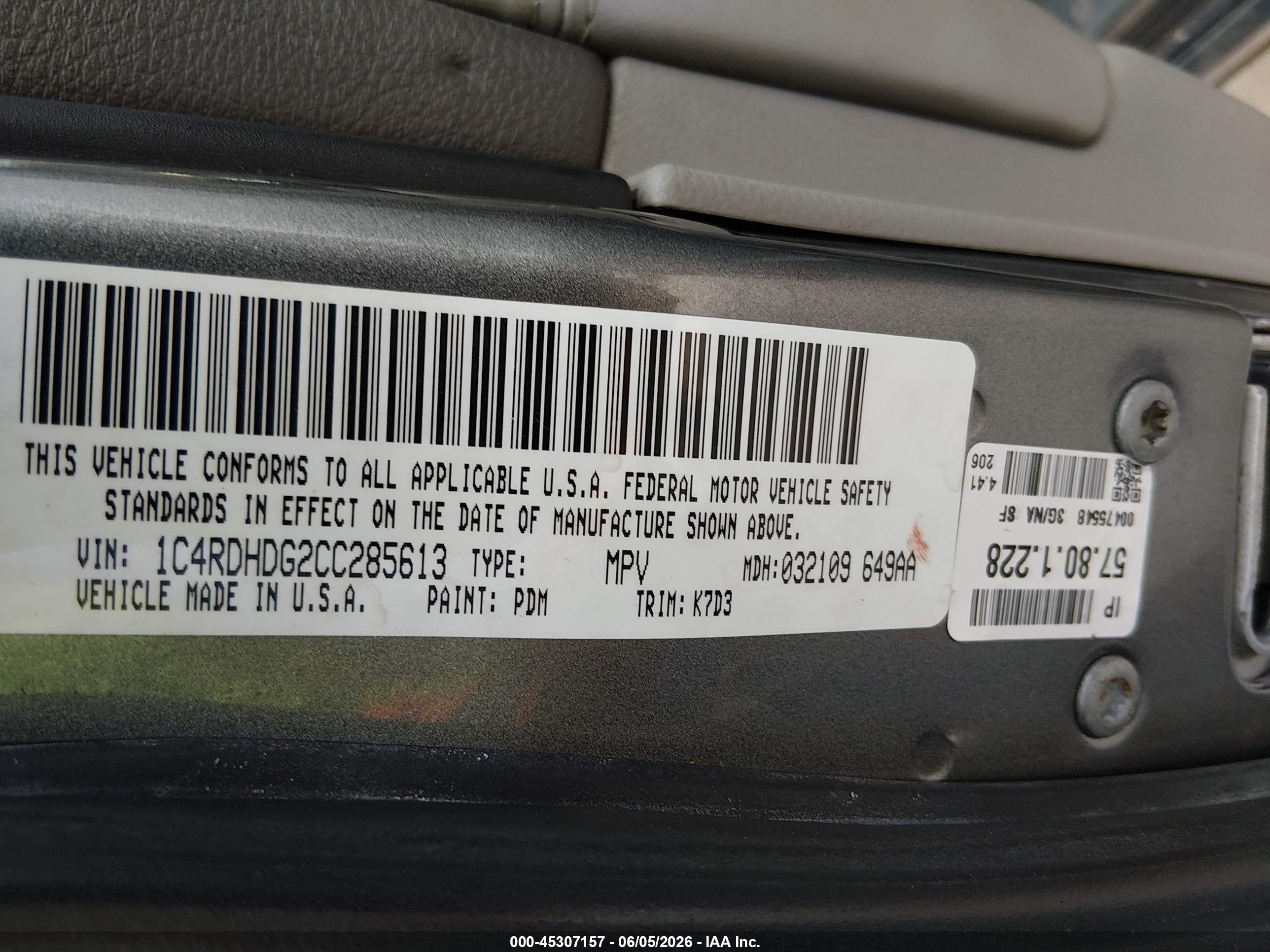 2012 Dodge Durango Crew Blue vin: 1C4RDHDG2CC285613