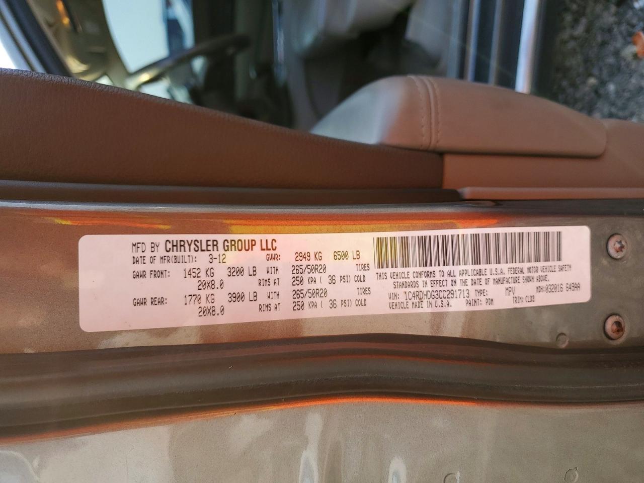 2012 Dodge Durango Crew Gray vin: 1C4RDHDG3CC291713