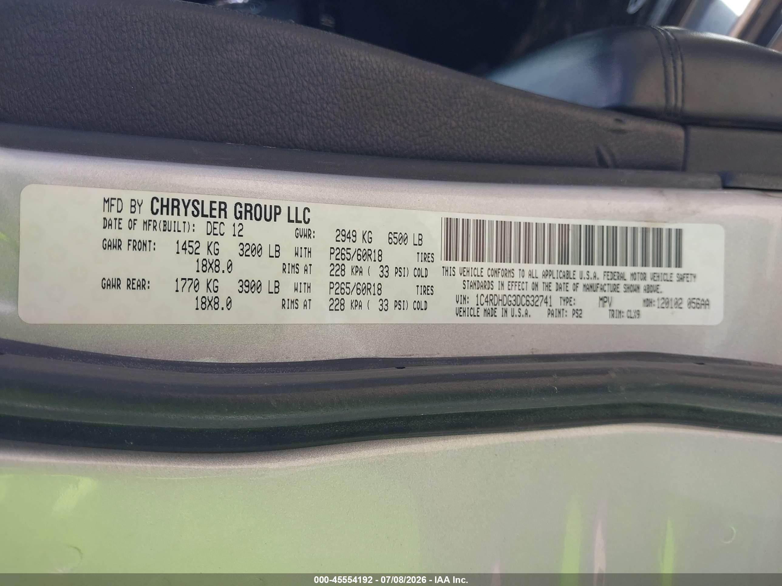 2013 Dodge Durango Crew Silver vin: 1C4RDHDG3DC632741