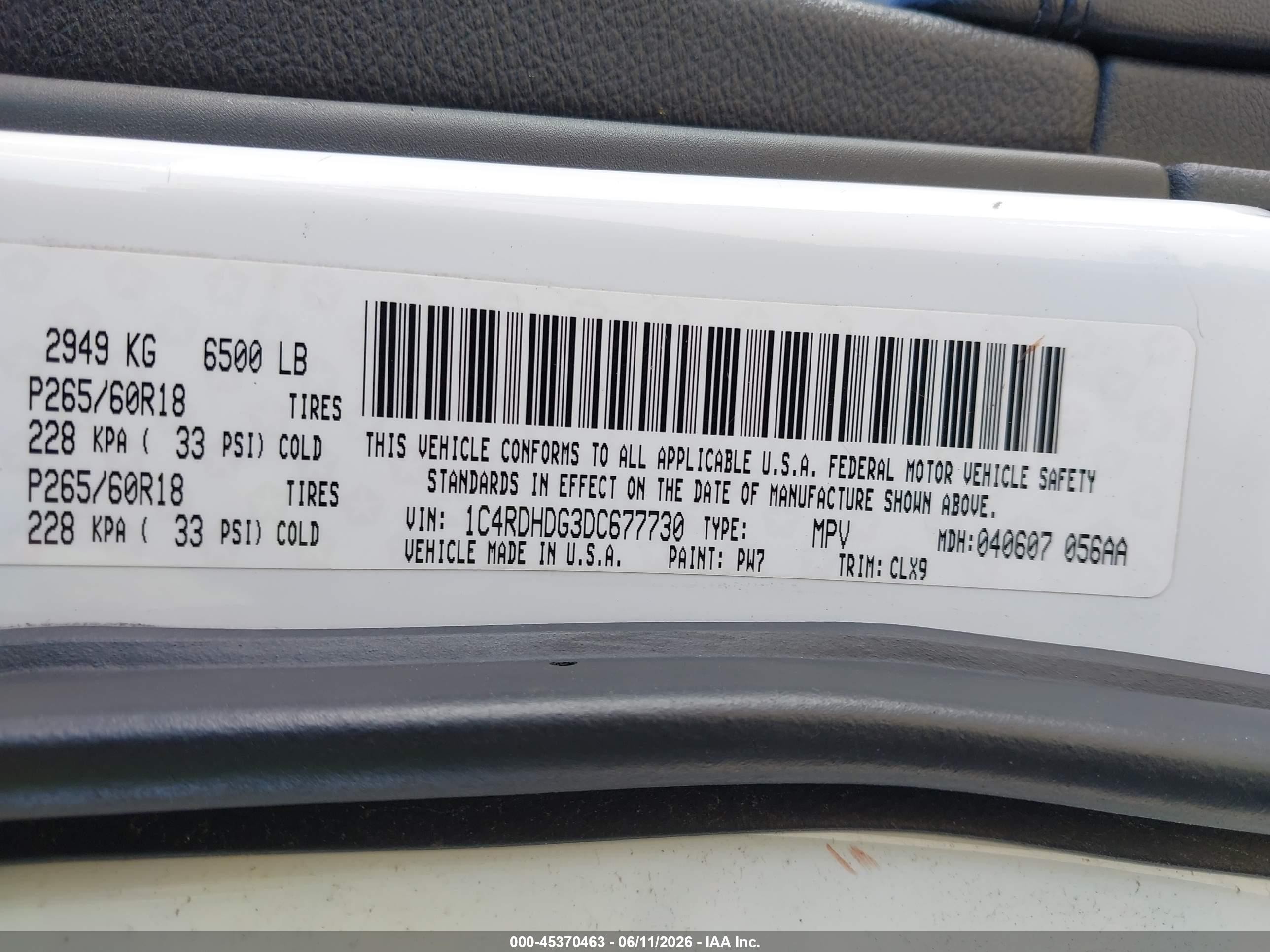 2013 Dodge Durango Crew White vin: 1C4RDHDG3DC677730