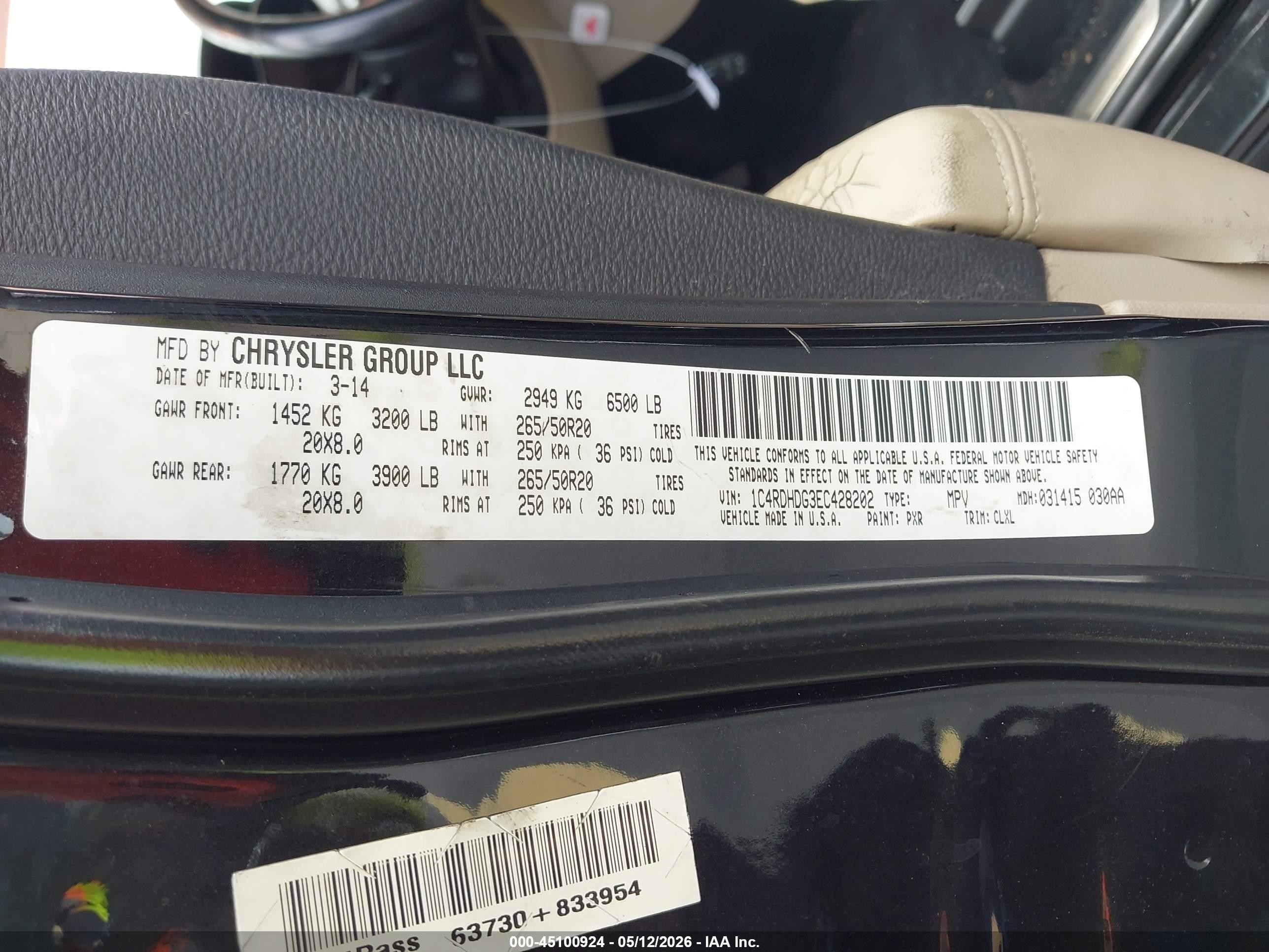 2014 Dodge Durango Limited Black vin: 1C4RDHDG3EC428202