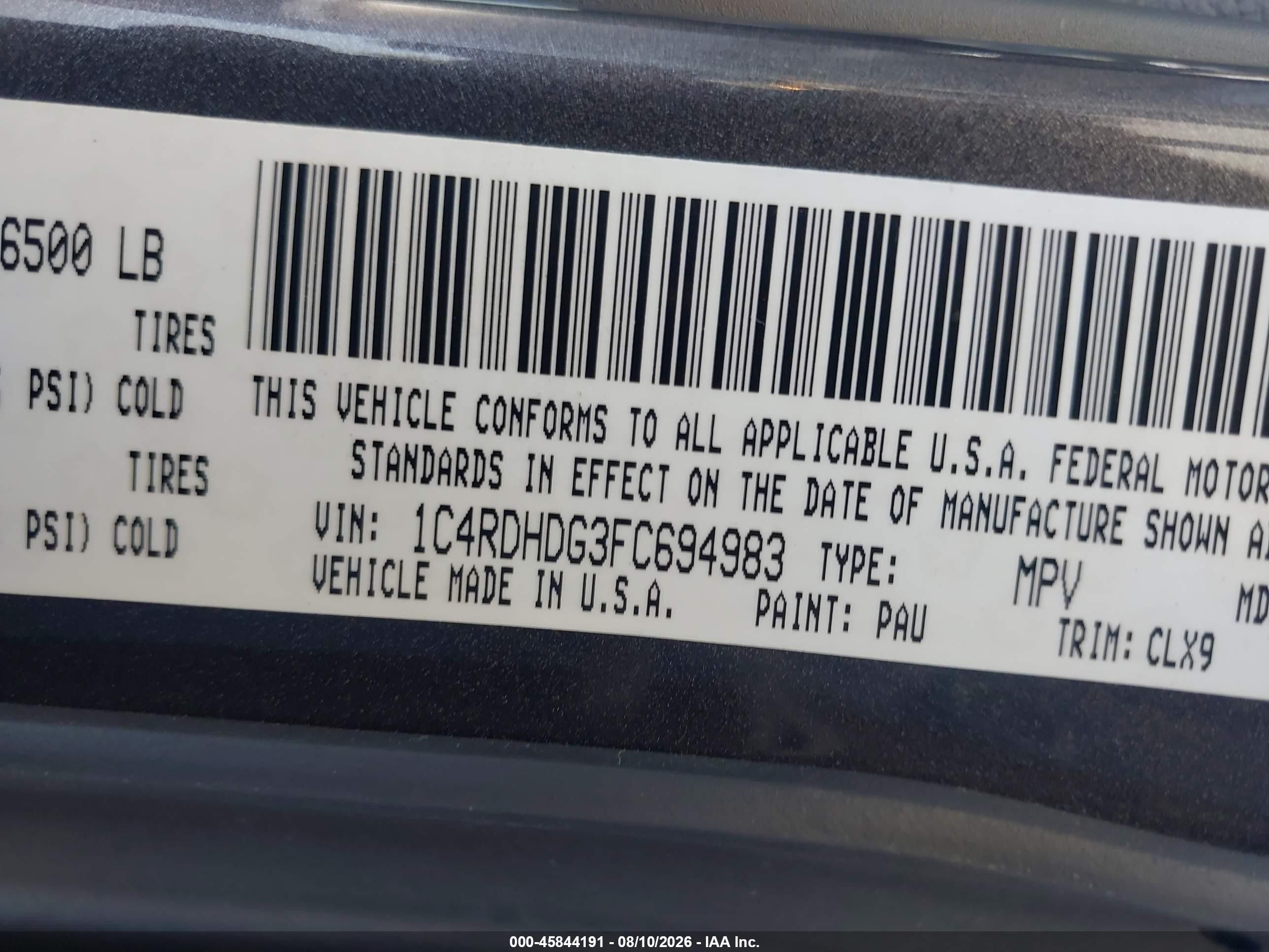 2015 Dodge Durango Limited Gray vin: 1C4RDHDG3FC694983