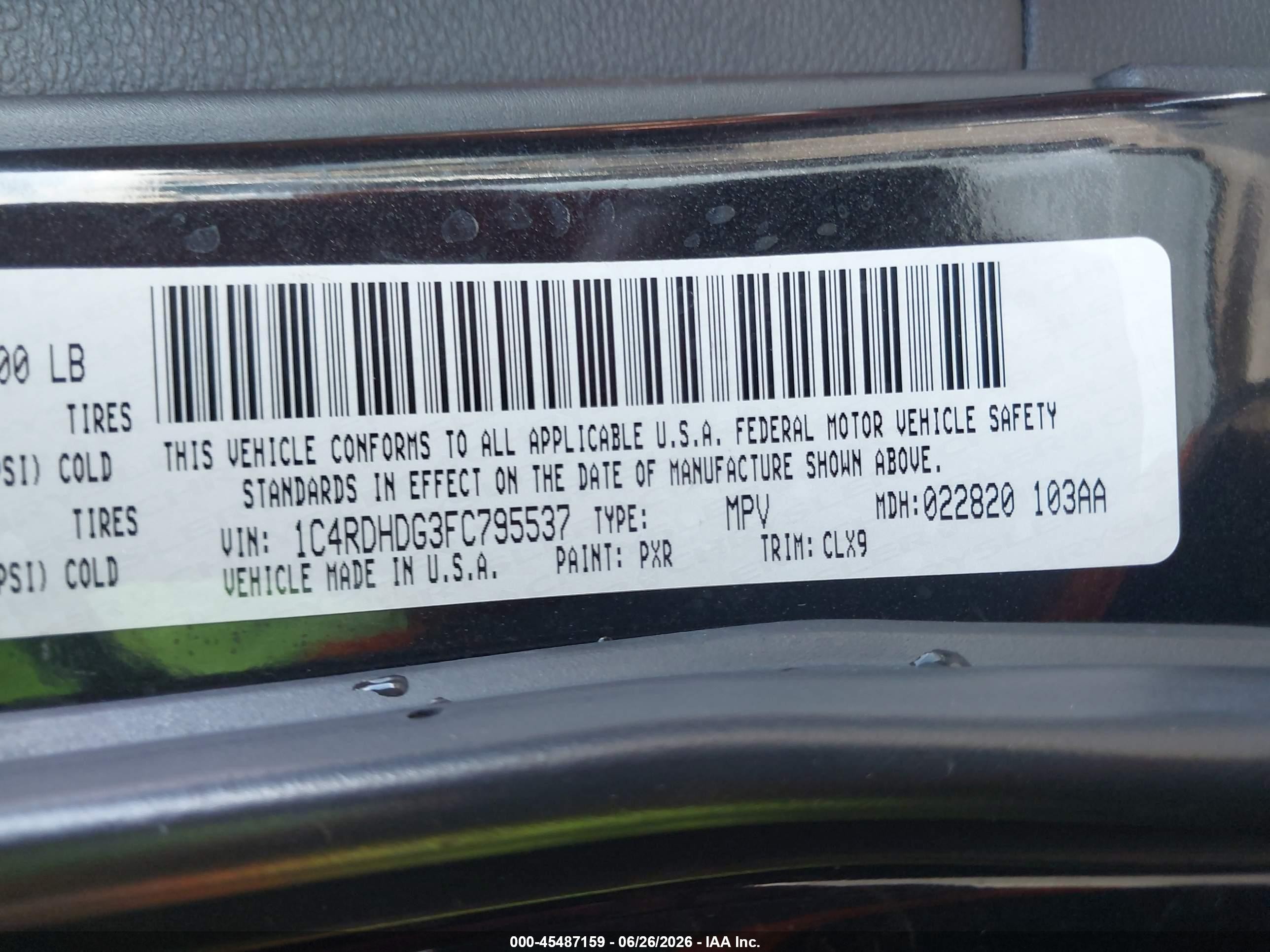 2015 Dodge Durango Limited Black vin: 1C4RDHDG3FC795537