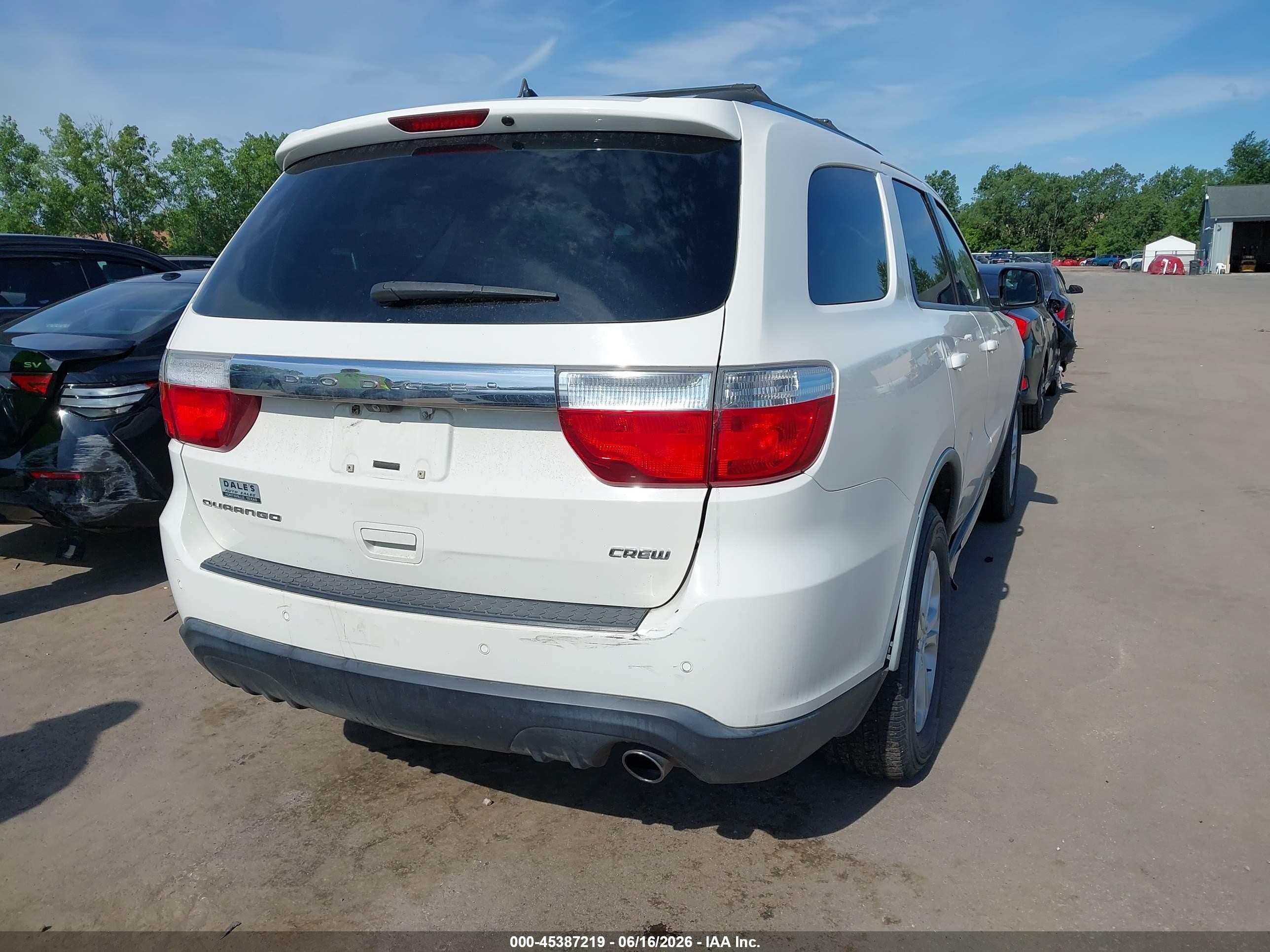 2012 Dodge Durango Crew White vin: 1C4RDHDG4CC112501