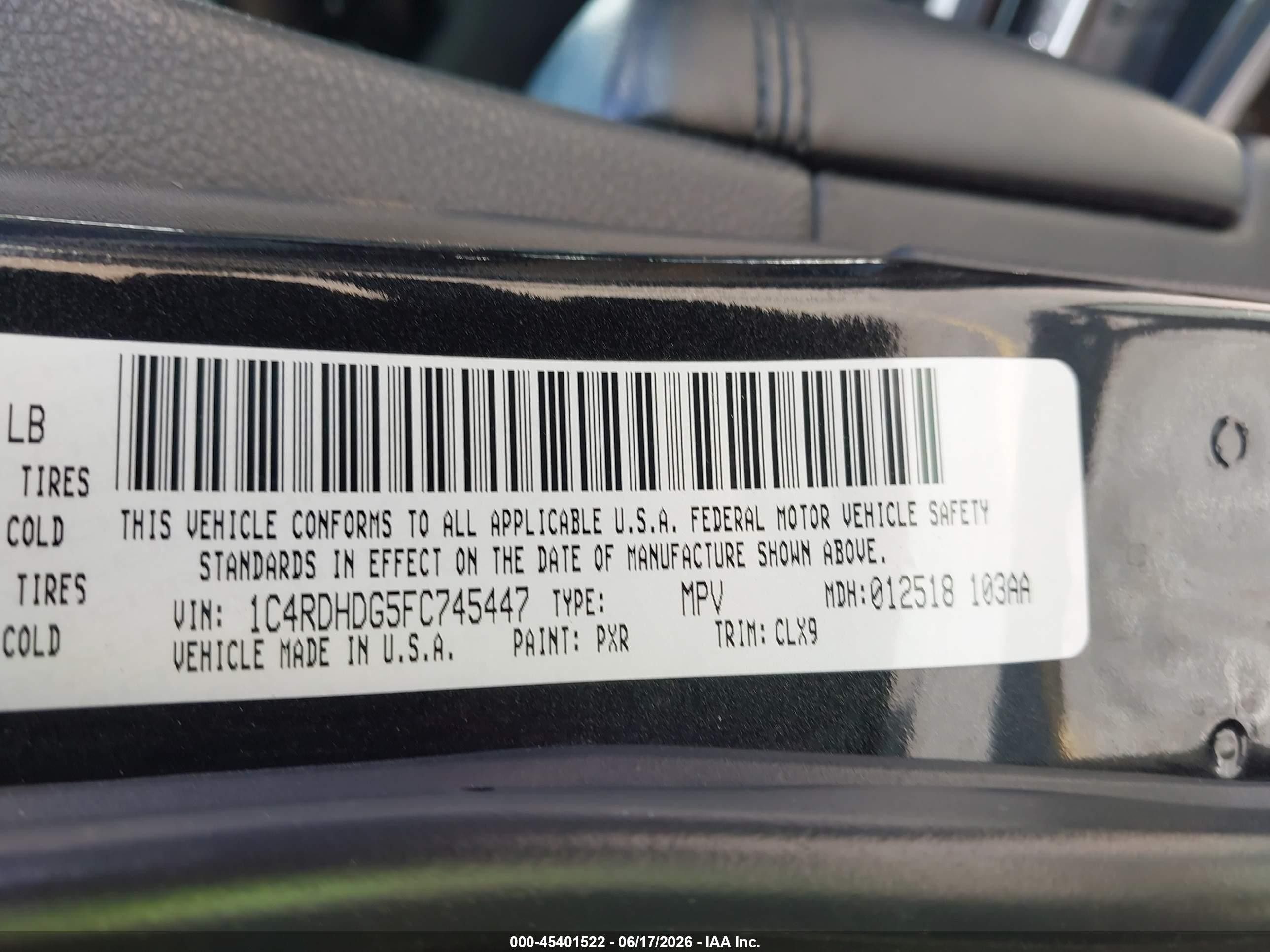 2015 Dodge Durango Limited Черный vin: 1C4RDHDG5FC745447