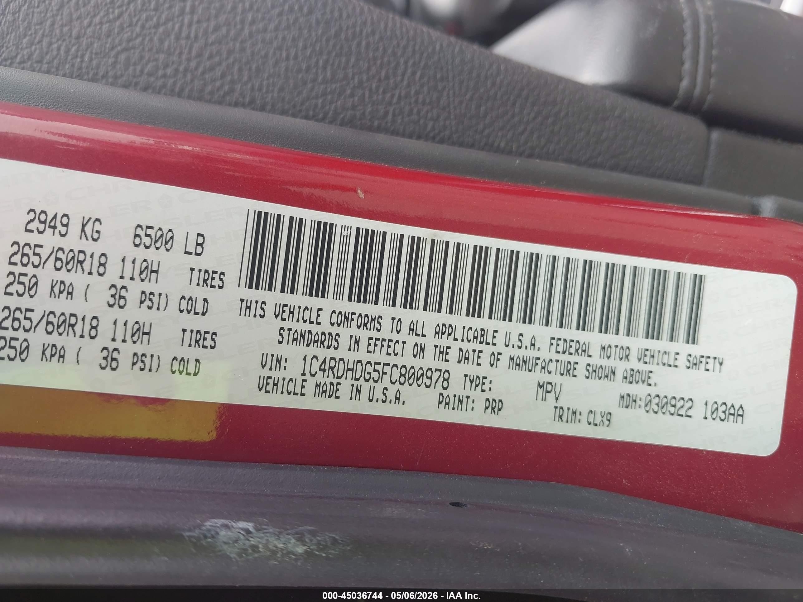 2015 Dodge Durango Limited Maroon vin: 1C4RDHDG5FC800978
